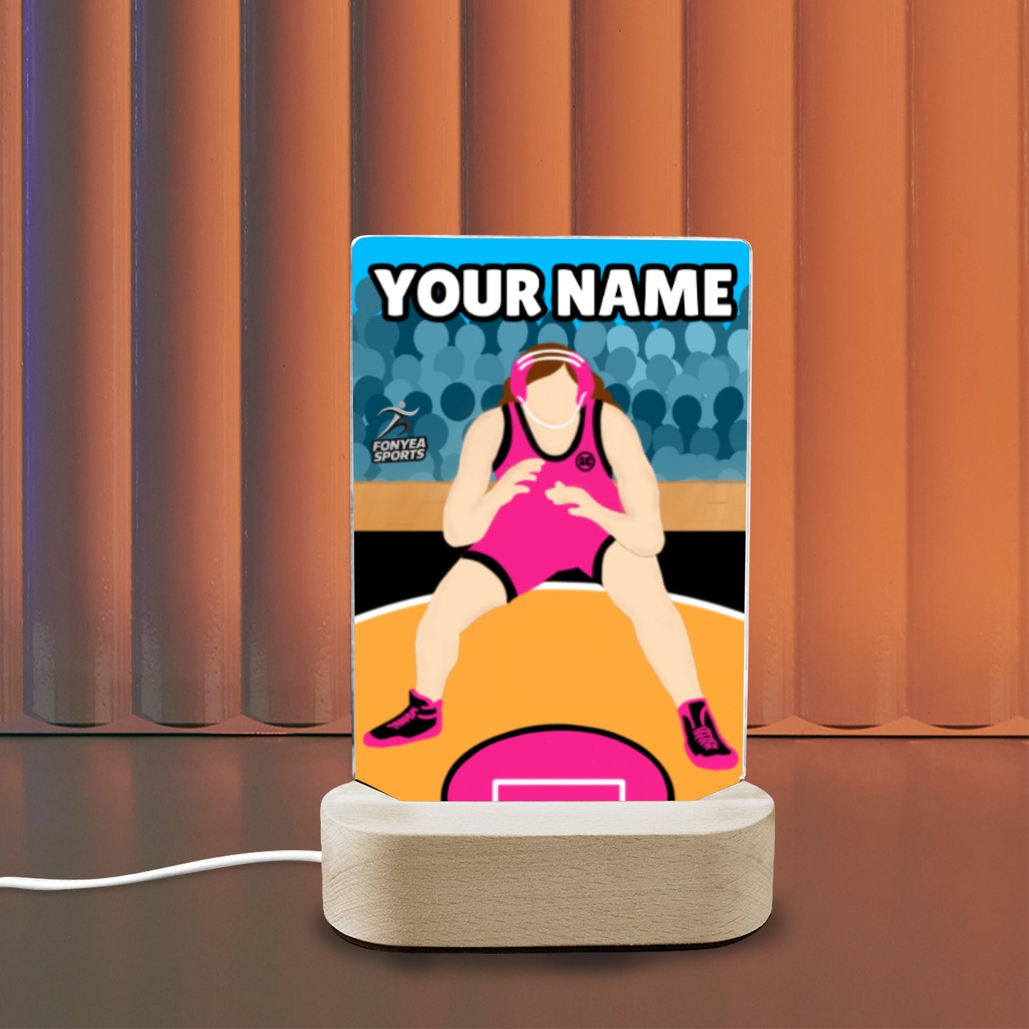 Fonyea Sports Wrestler Girl Acrylic LED Night Light