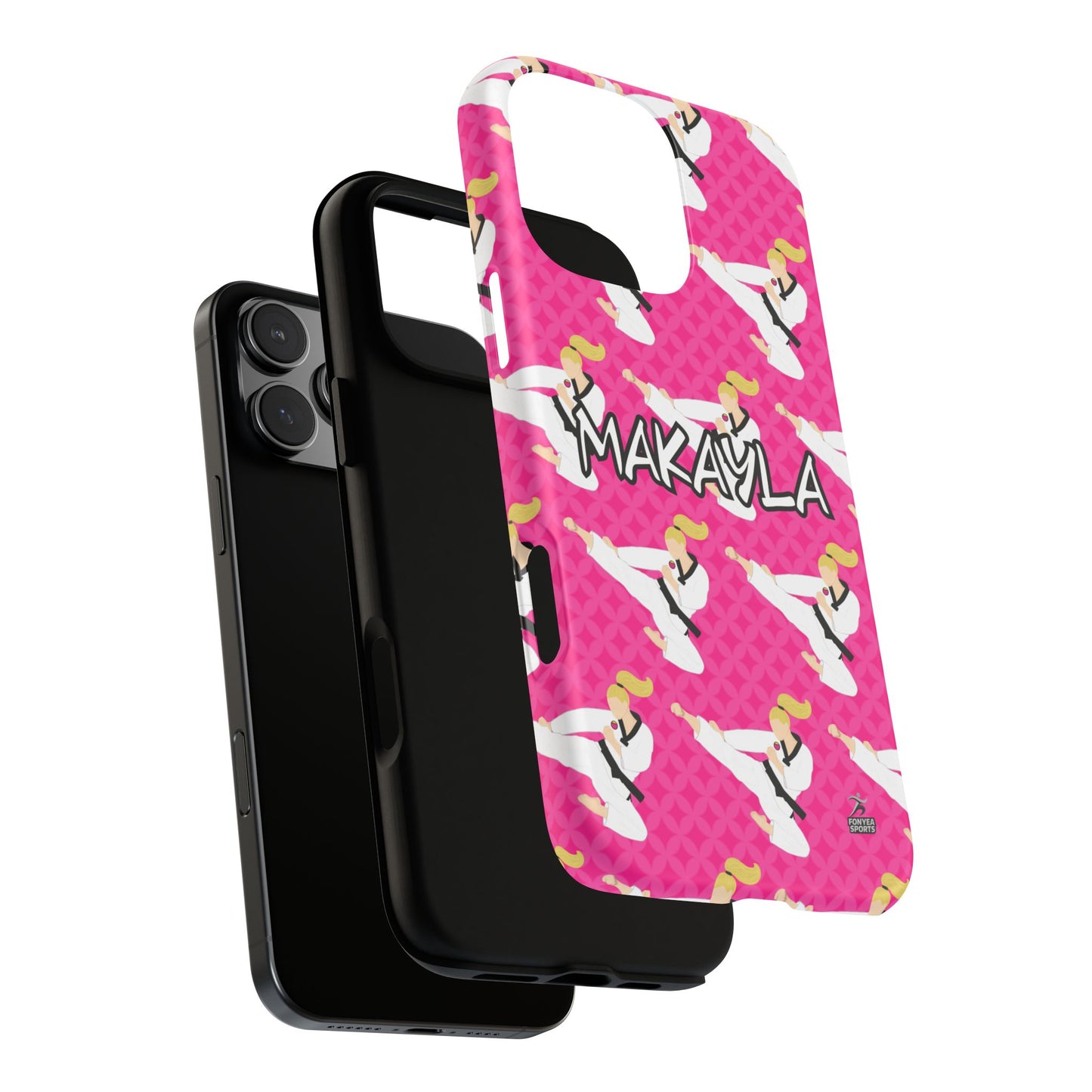 Personalized Martial Arts Taekwondo Karate Girl Tough Phone Case, Fonyea Sports