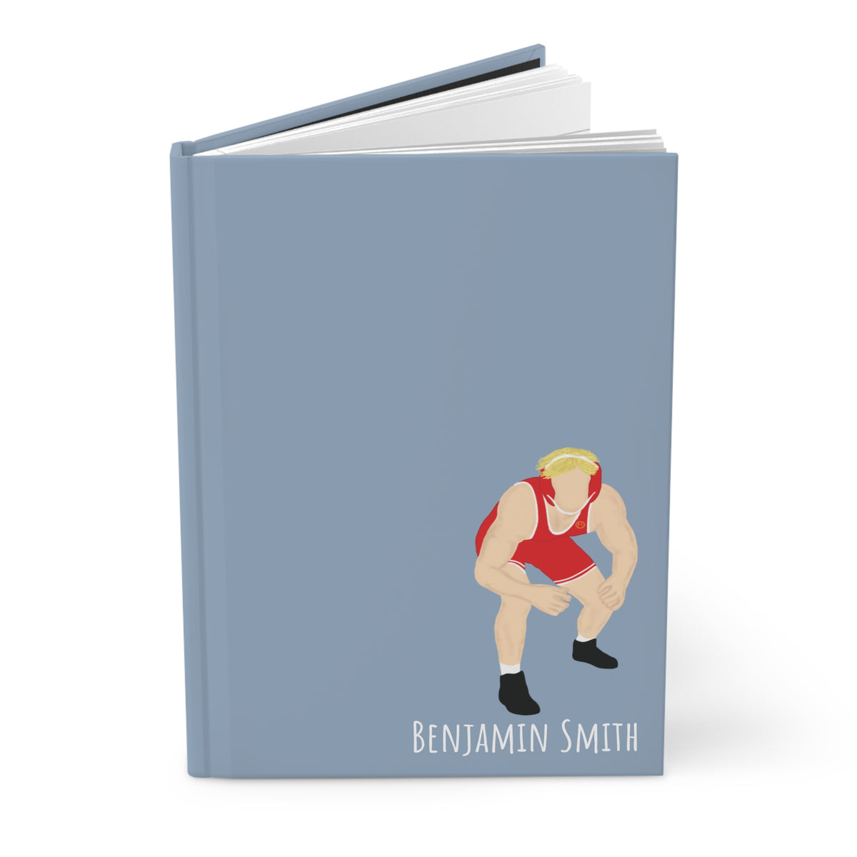 Wrestler Boy Personalized Blank Lined Journal — Hardback Edition