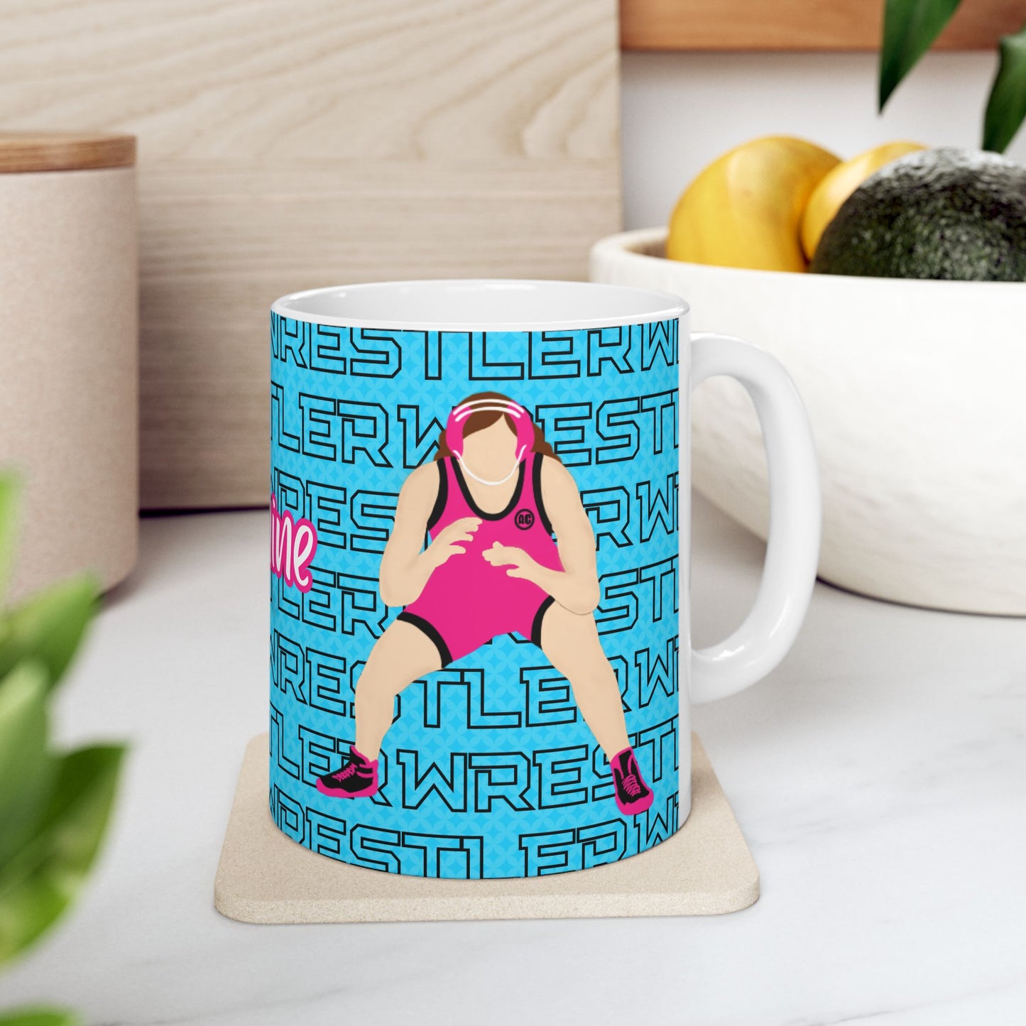 Girl Wrestler Coach Gift Ceramic Mug — Personalized 11oz/15oz Fonyea Sports
