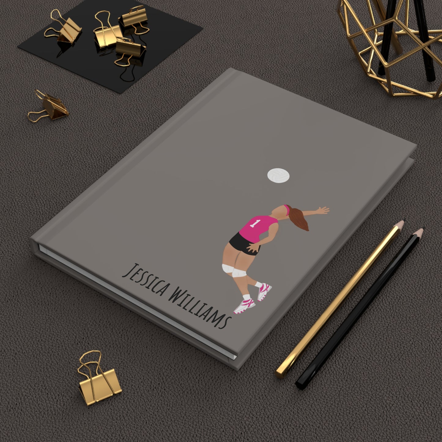 Personalized Volleyball Girl Hardcover Journal, Fonyea Sports