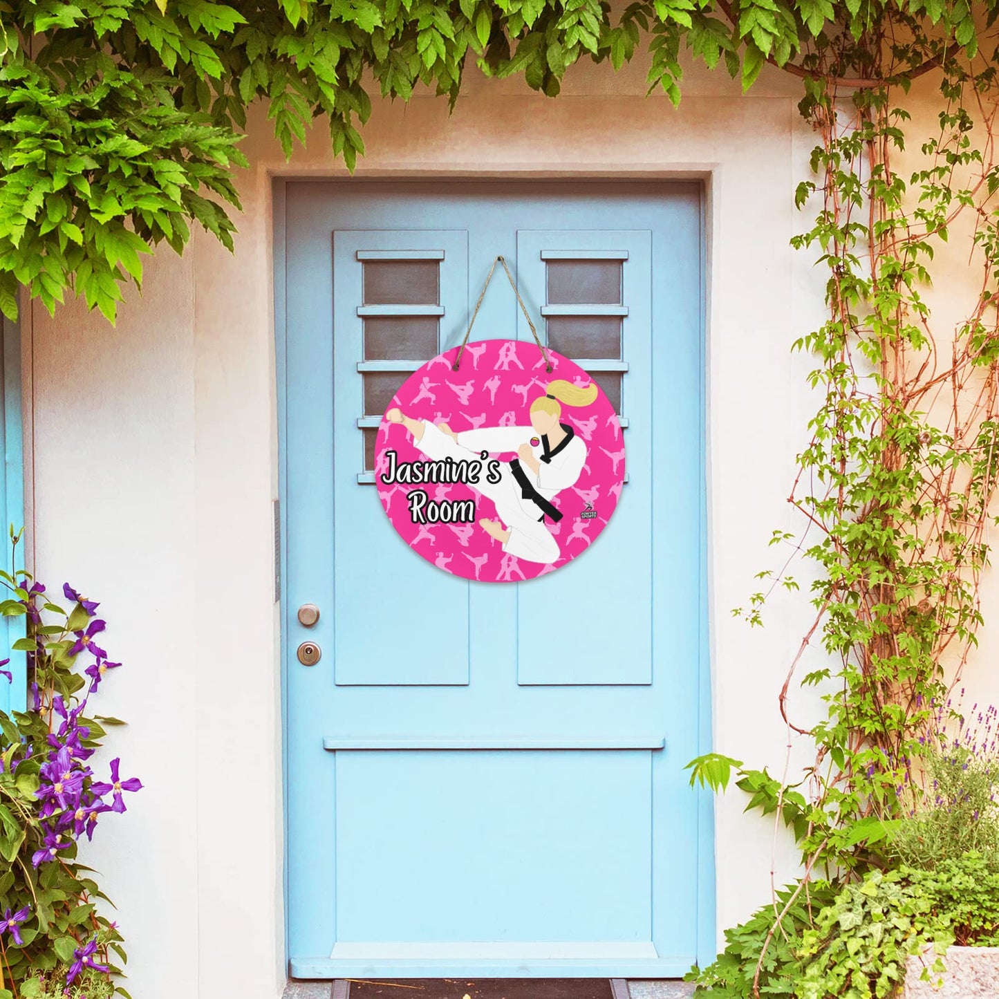 Fonyea Sports Martial Arts Round Wooden Door Sign 11.8''