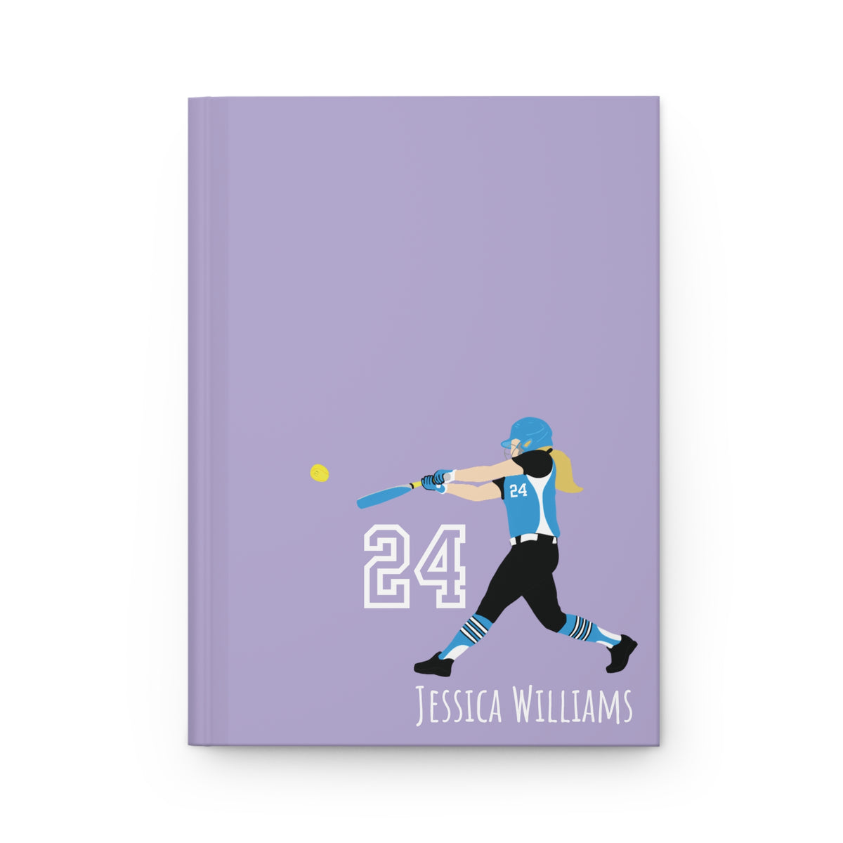 Softball Girl Personalized Blank Lined Journal — Hardback Edition