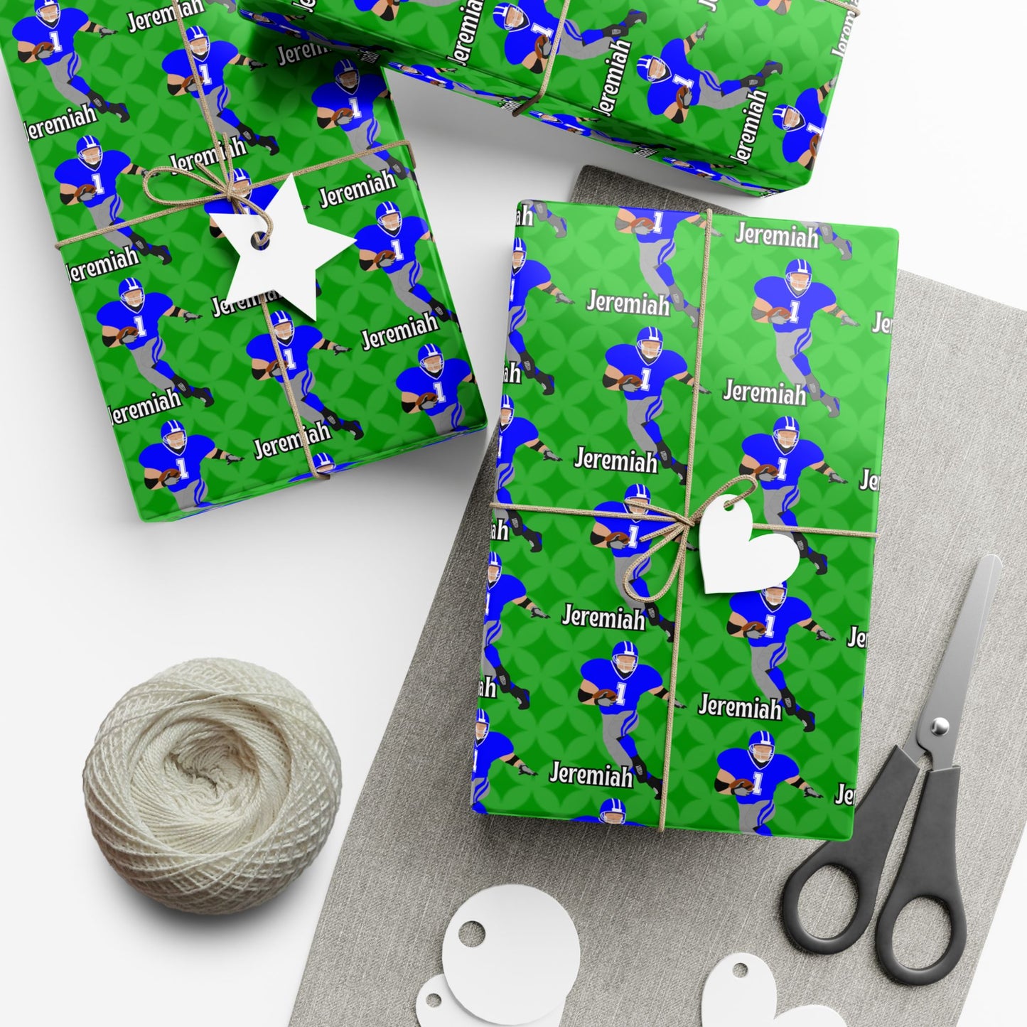 Personalized Football Green Wrapping Paper, Fonyea Sports