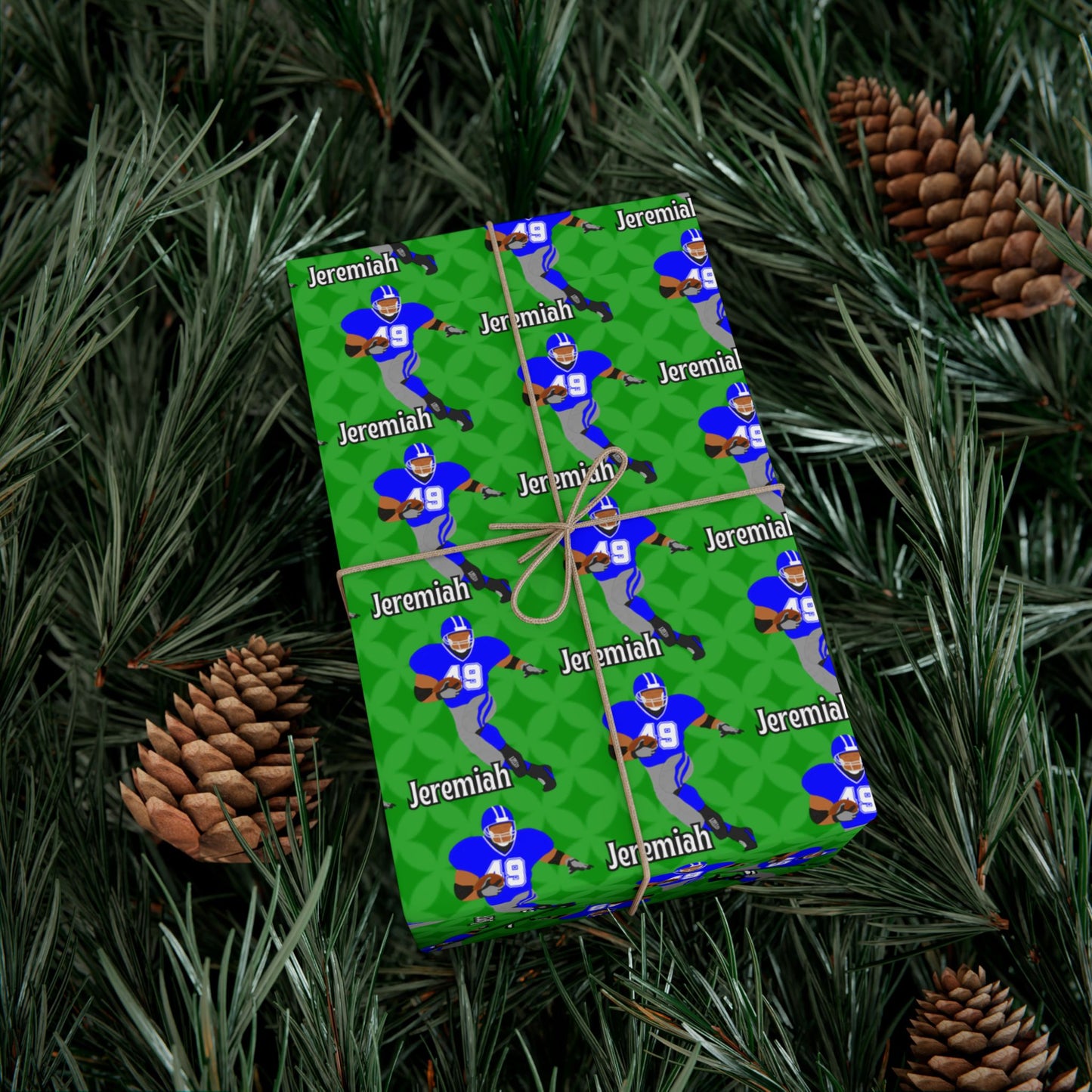 Personalized Football Green Wrapping Paper, Fonyea Sports