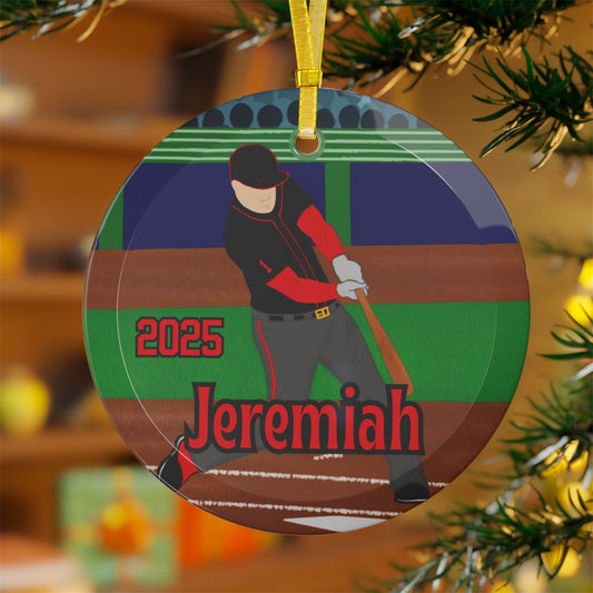 Personalized Baseball Player Glass Ornament, Fonyea Sports