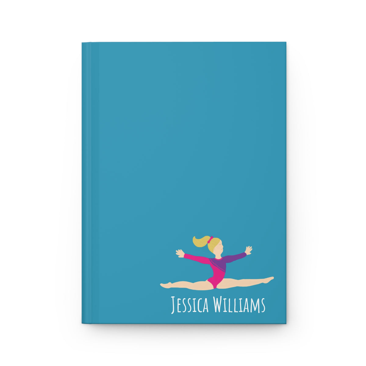 Gymnast Personalized Blank Lined Journal — Hardback Edition Aqua