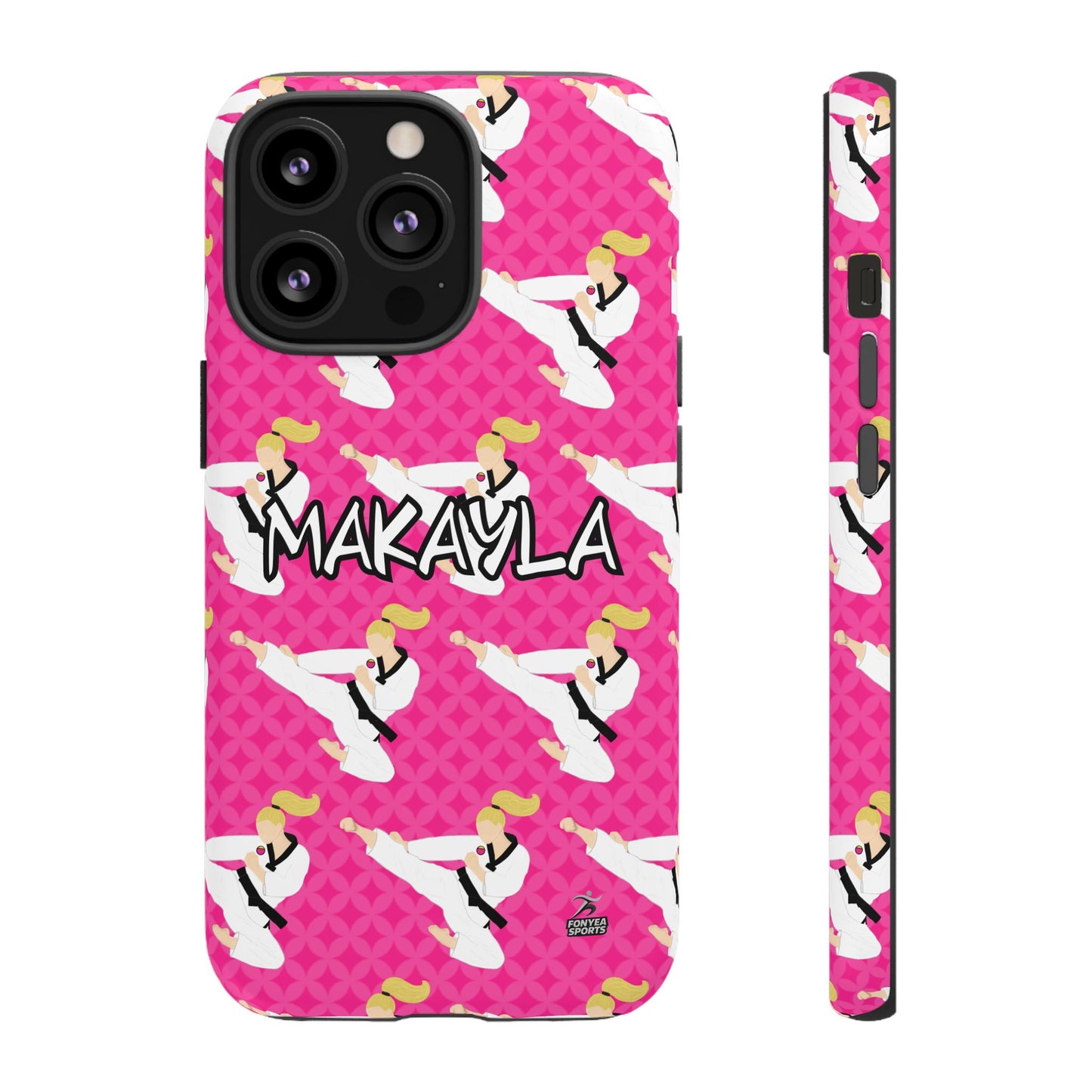 Personalized Martial Arts Taekwondo Karate Girl Tough Phone Case, Fonyea Sports