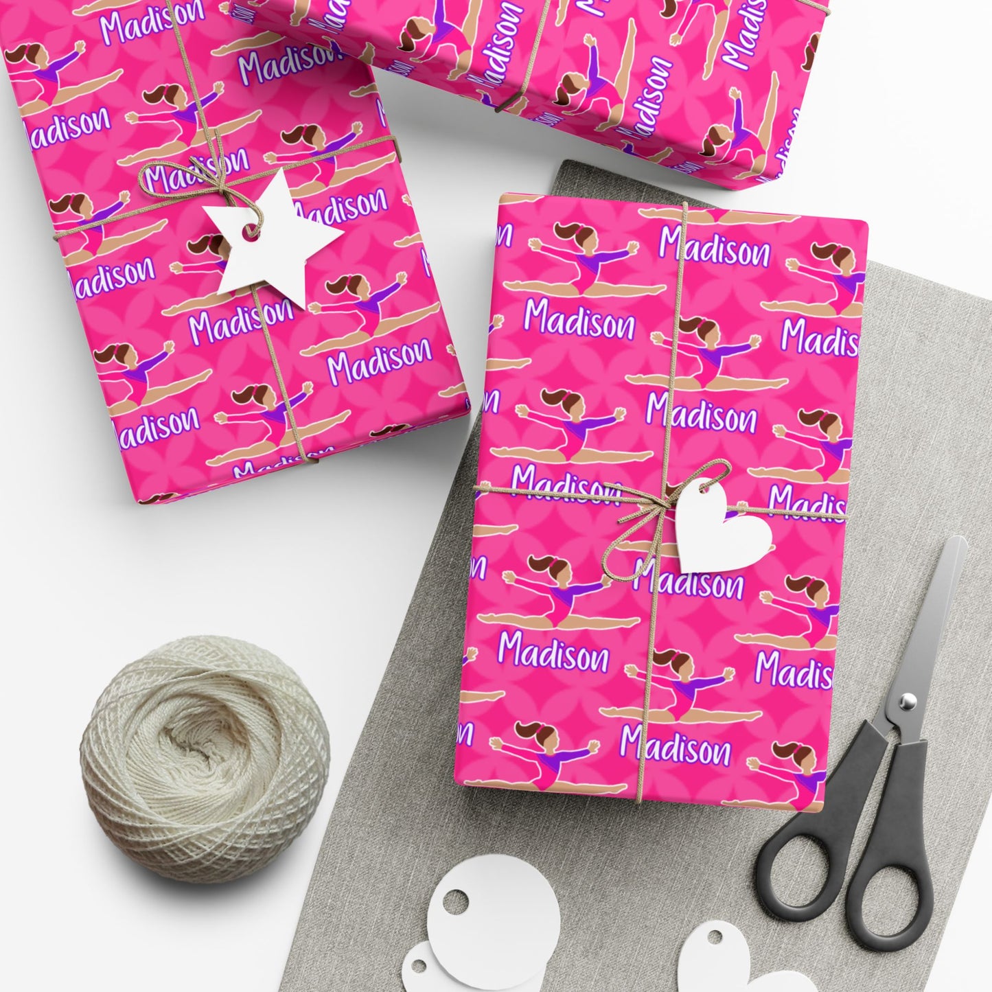 Personalized Pink Gymnast Wrapping Paper, Fonyea Sports