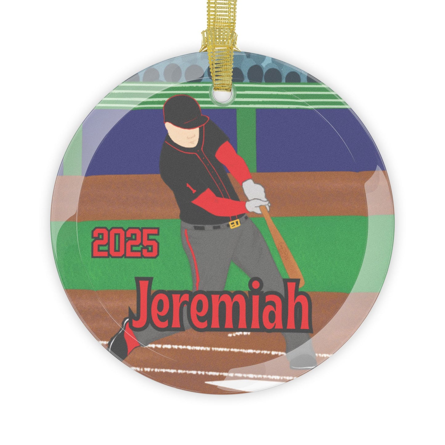 Personalized Baseball Player Glass Ornament, Fonyea Sports