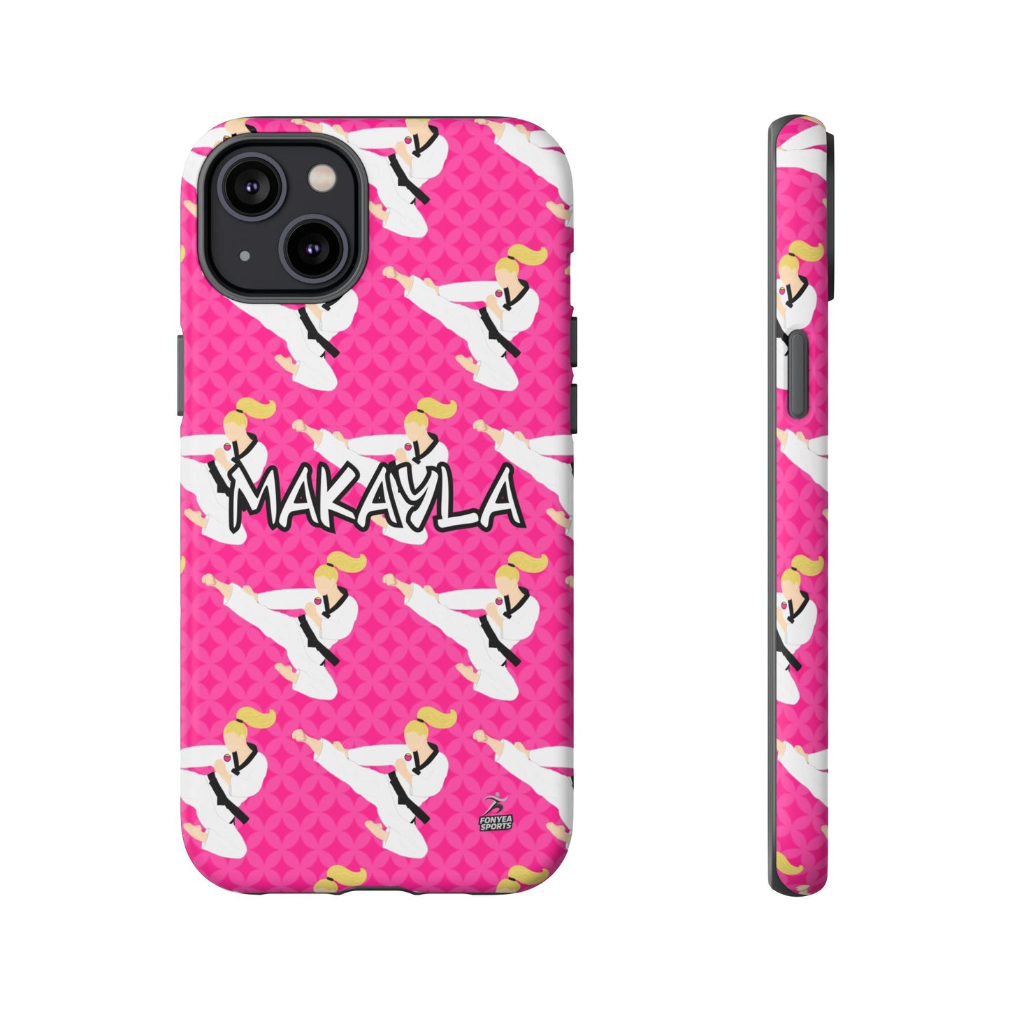 Personalized Martial Arts Taekwondo Karate Girl Tough Phone Case, Fonyea Sports