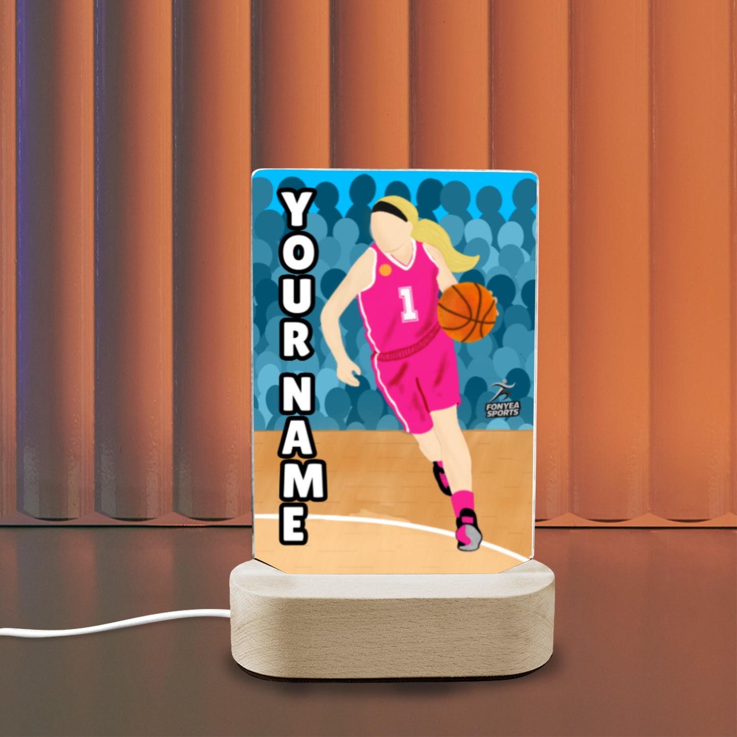 Fonyea Sports Basketball Girl Acrylic LED Night Light