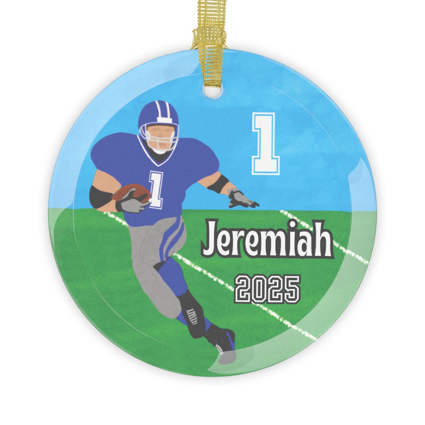 Personalized Football Player Sports Glass Ornament, Fonyea Sports