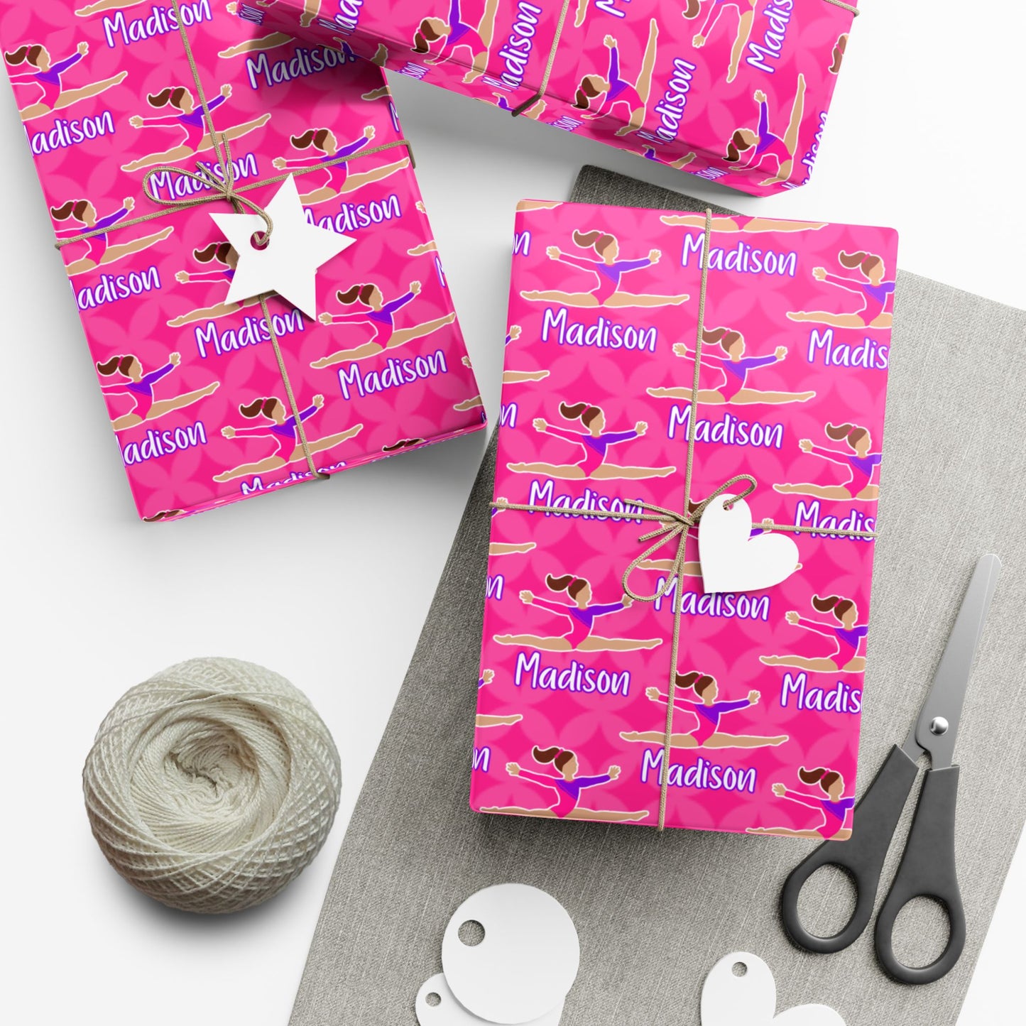 Personalized Pink Gymnast Wrapping Paper, Fonyea Sports
