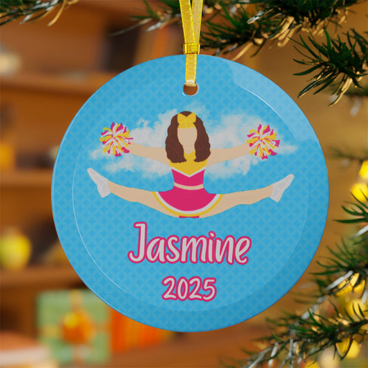 Personalized Cheerleader Glass Ornament, Fonyea Sports