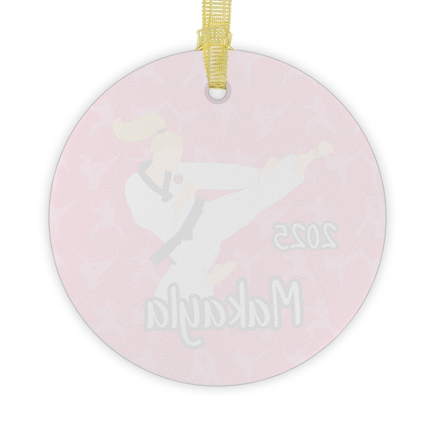 Personalized Martial Arts Karate Taekwondo Judo Pink/Black Glass Ornament, Fonyea Sports