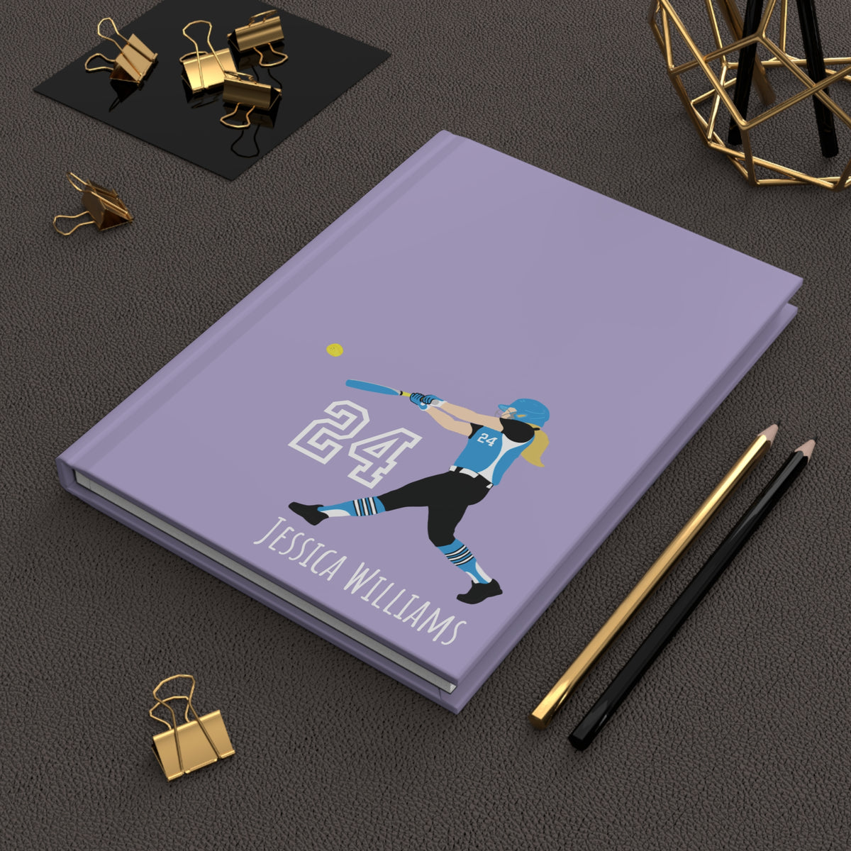 Softball Girl Personalized Blank Lined Journal — Hardback Edition