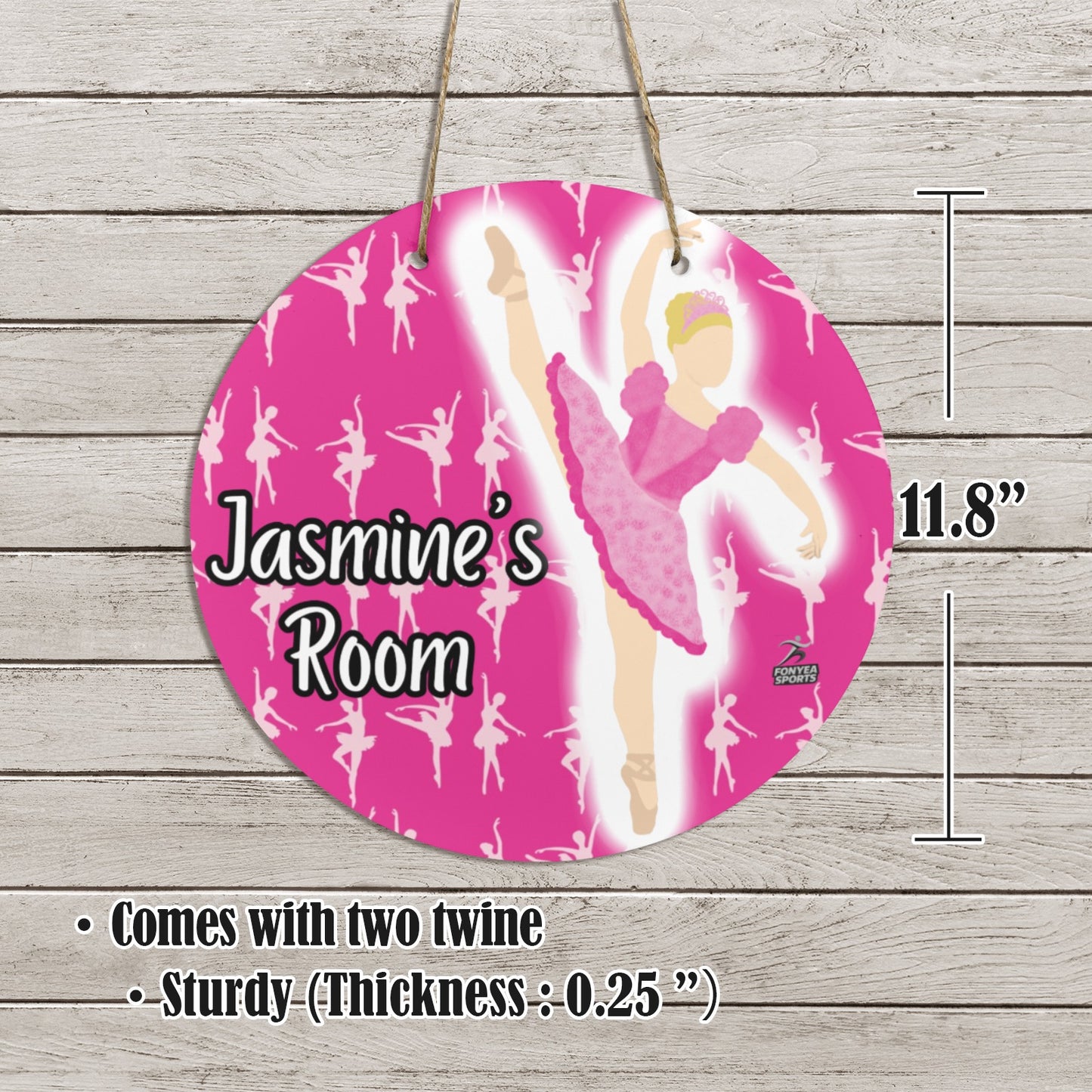 Fonyea Sports Ballerina Dancer Round Wooden Door Sign 11.8''