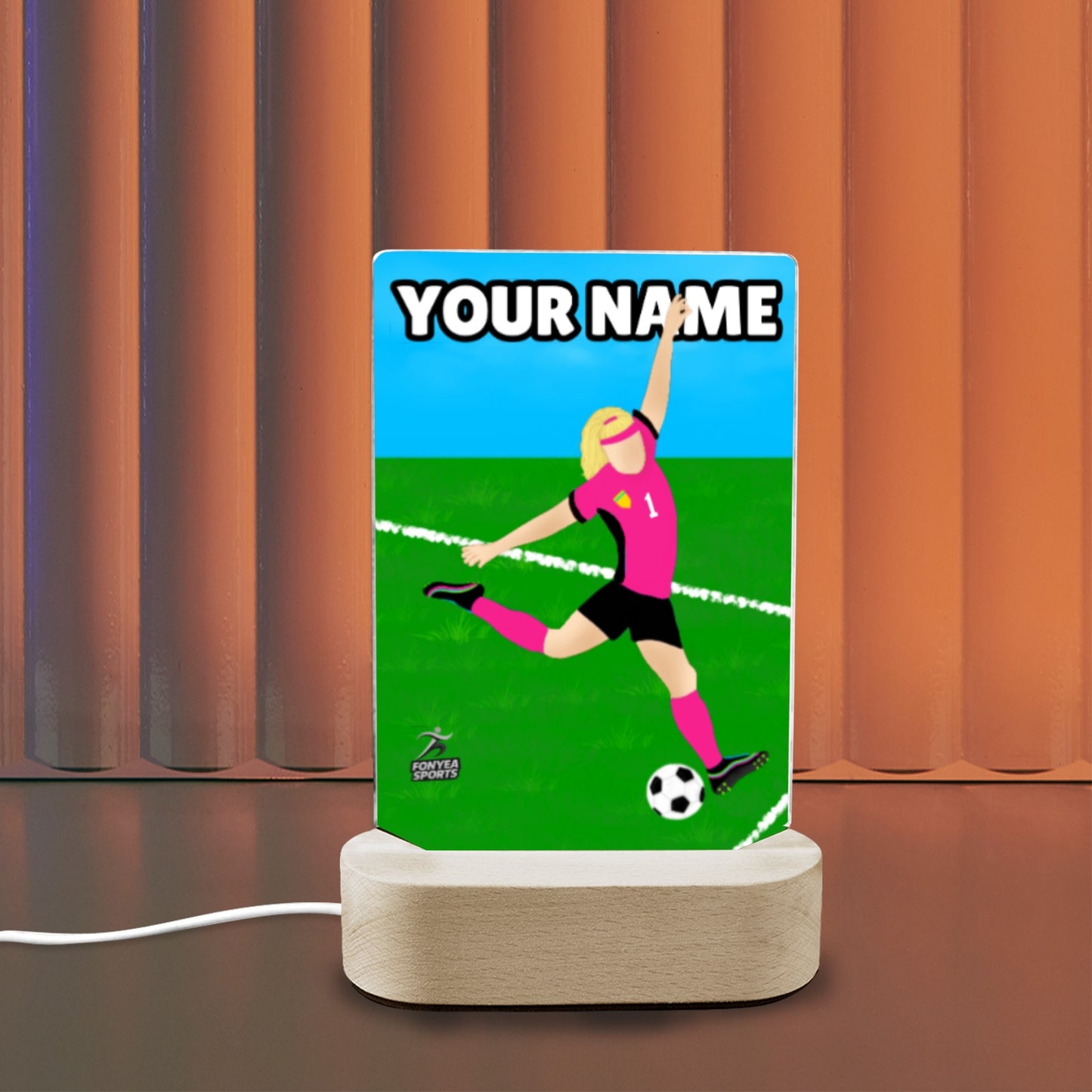 Fonyea Sports Soccer Girl Acrylic LED Night Light