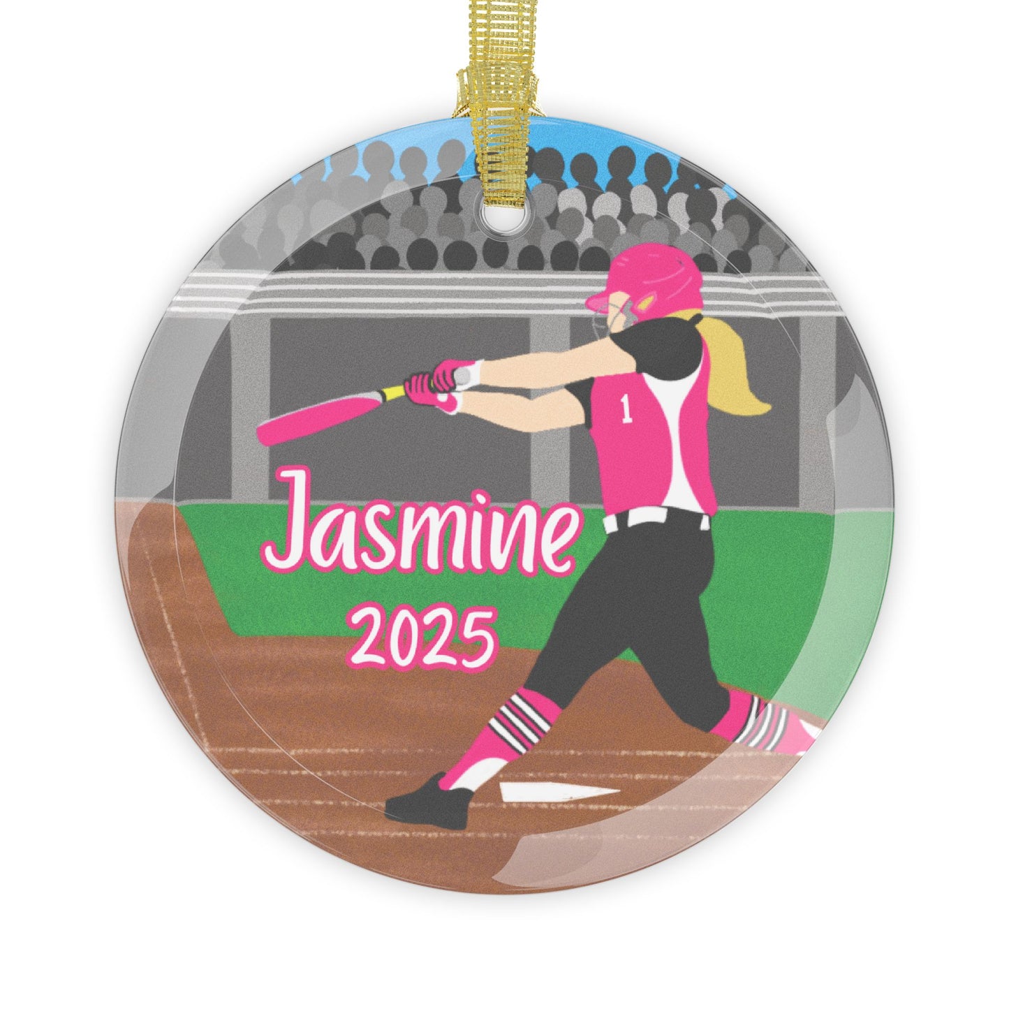 Personalized Softball Girl, Fast Pitch, Glass Ornament, Fonyea Sports