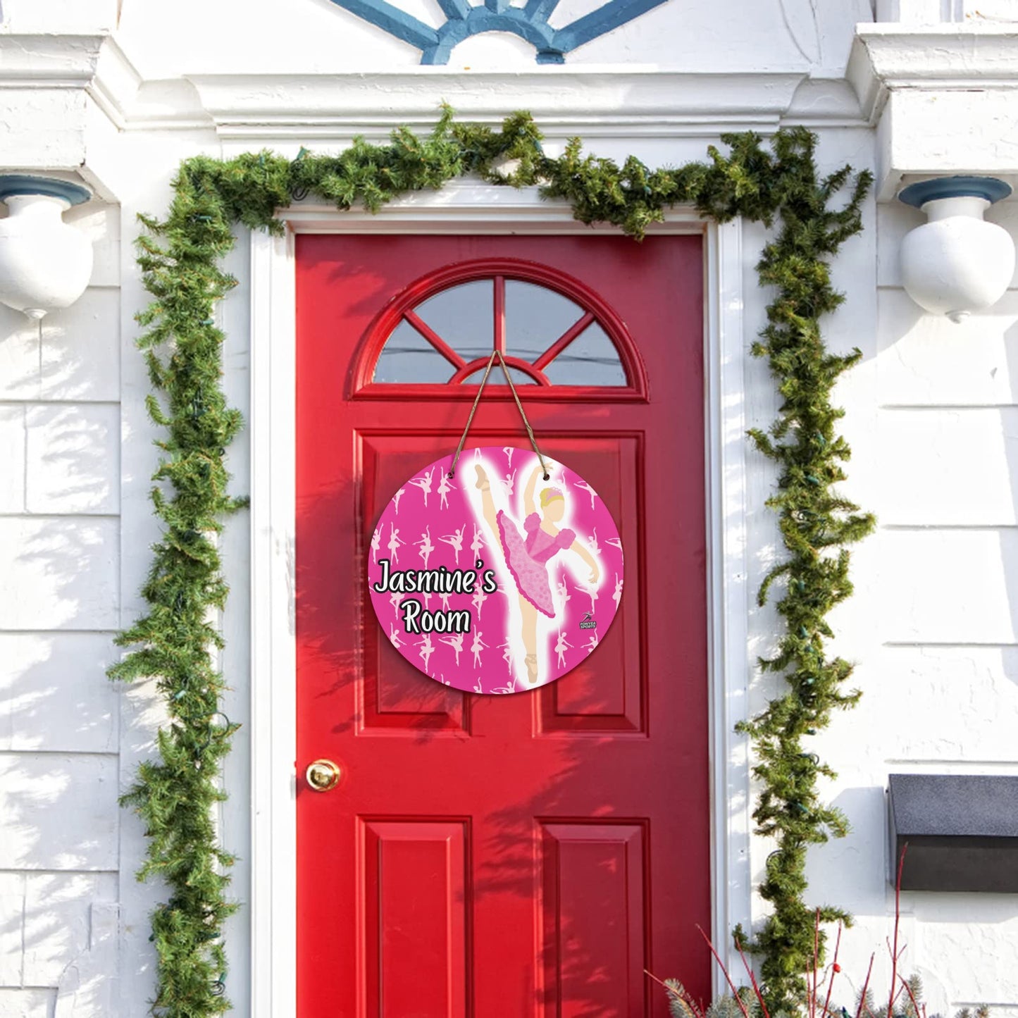 Fonyea Sports Ballerina Dancer Round Wooden Door Sign 11.8''