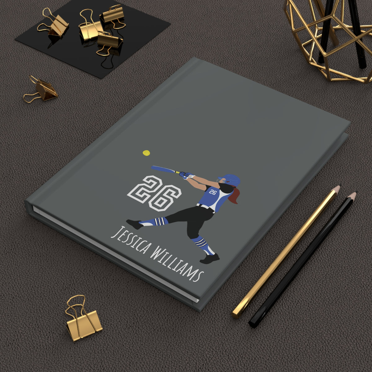 Softball Girl Personalized Blank Lined Journal — Hardback Edition