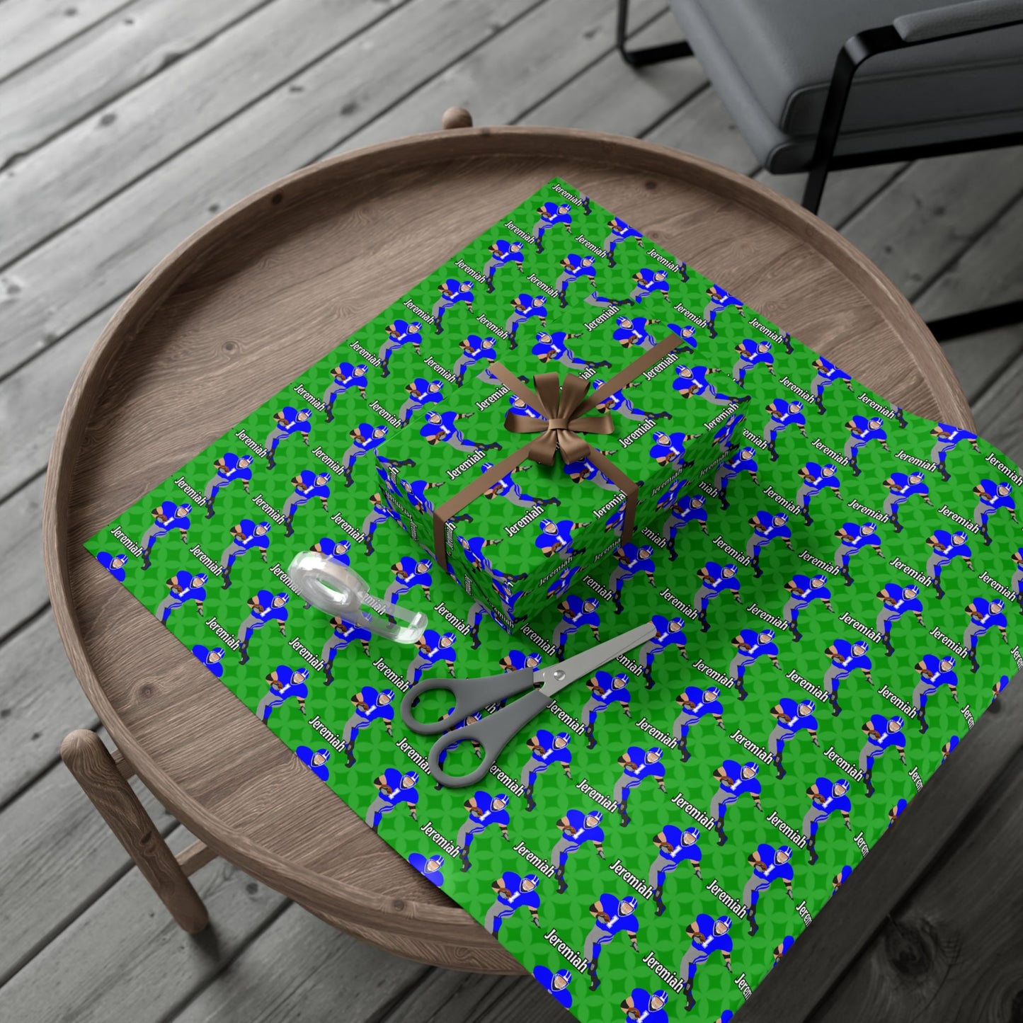 Personalized Football Green Wrapping Paper, Fonyea Sports