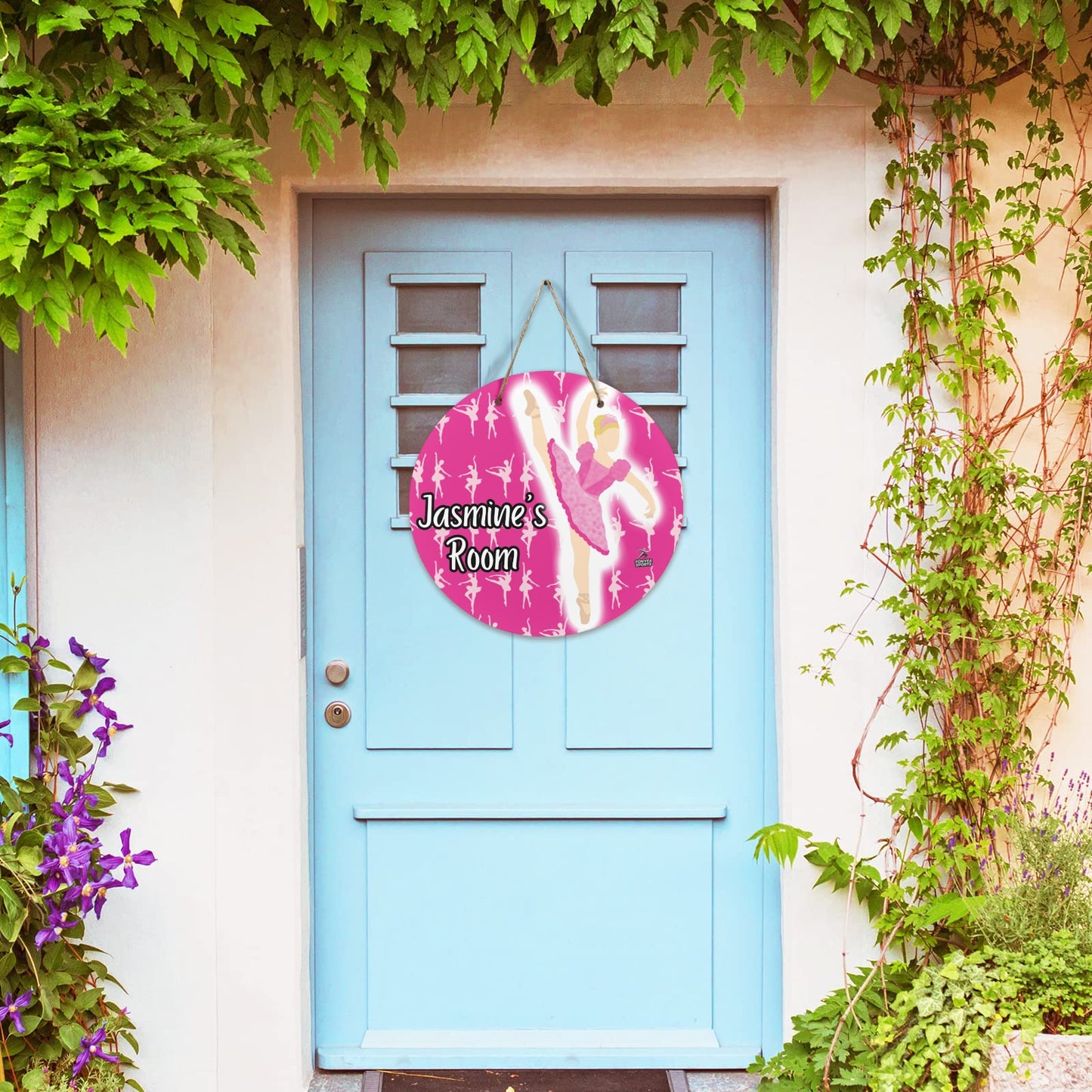 Fonyea Sports Ballerina Dancer Round Wooden Door Sign 11.8''