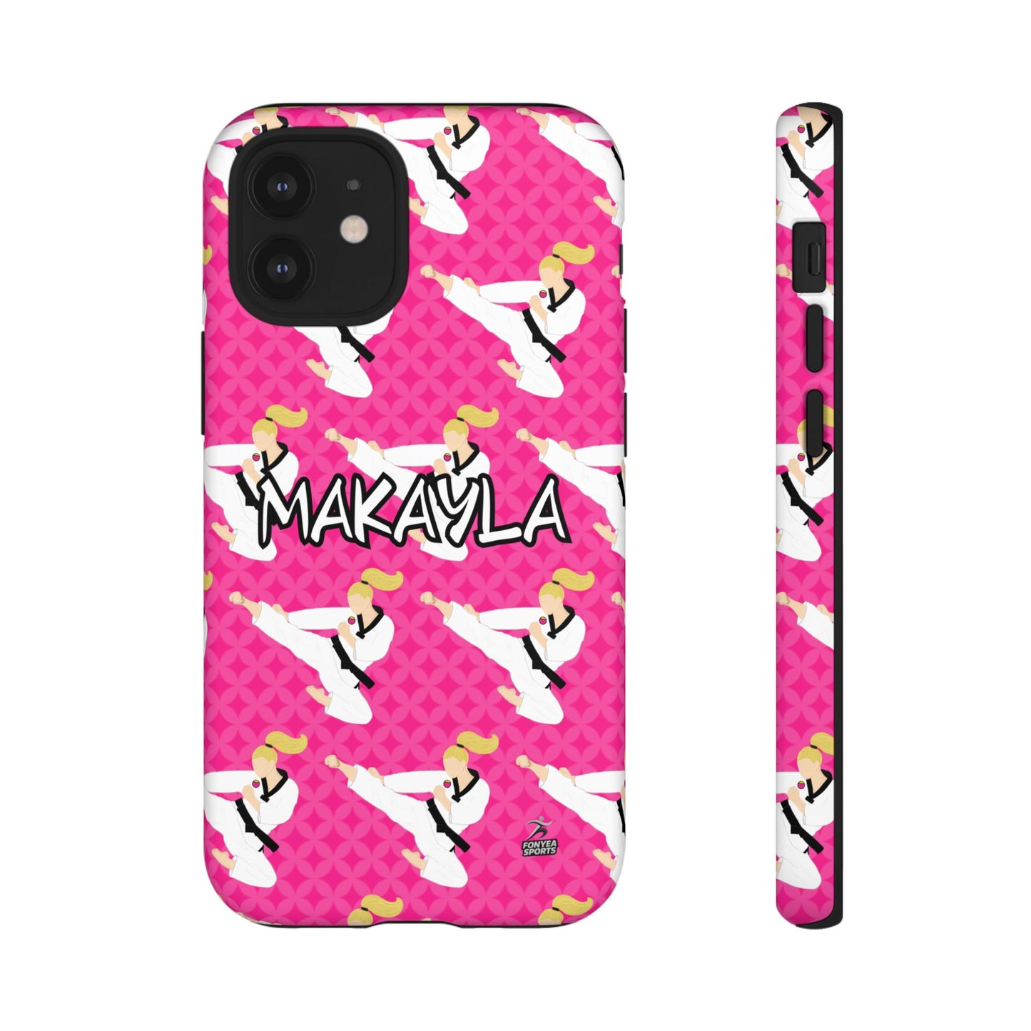 Personalized Martial Arts Taekwondo Karate Girl Tough Phone Case, Fonyea Sports