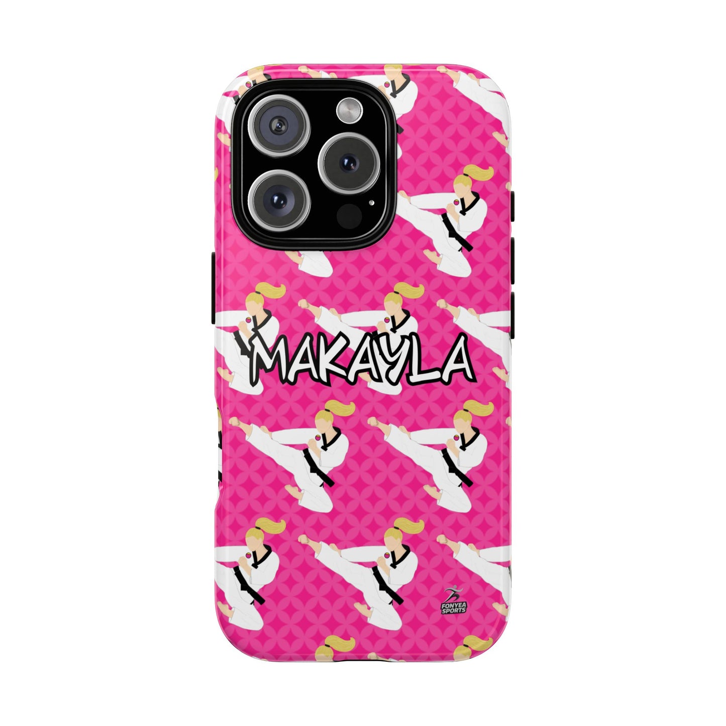 Personalized Martial Arts Taekwondo Karate Girl Tough Phone Case, Fonyea Sports
