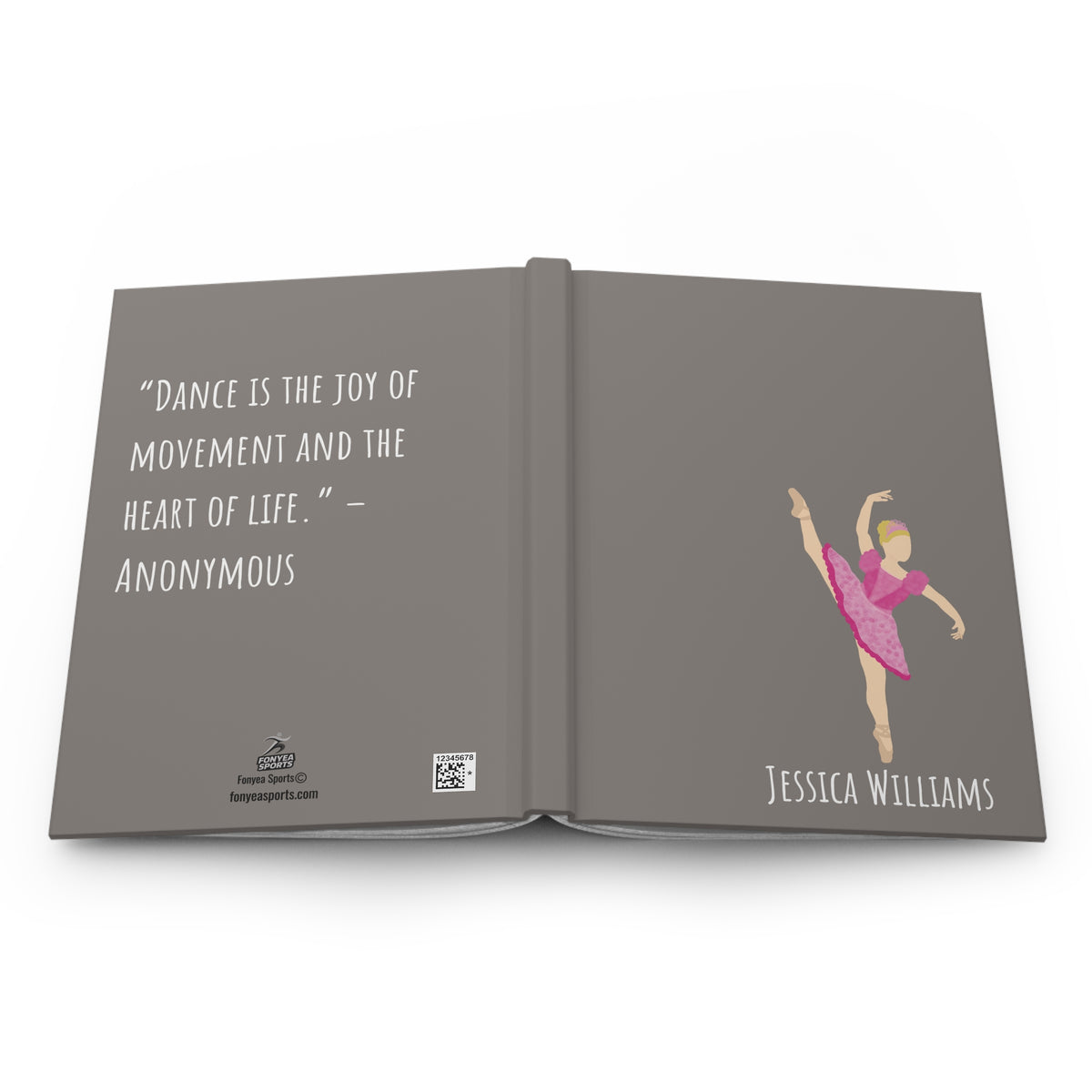 Dancer Ballerina Personalized Blank Lined Journal — Hardback Edition