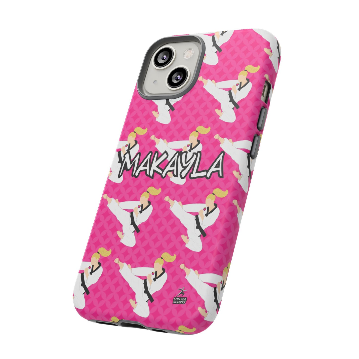 Personalized Martial Arts Taekwondo Karate Girl Tough Phone Case, Fonyea Sports