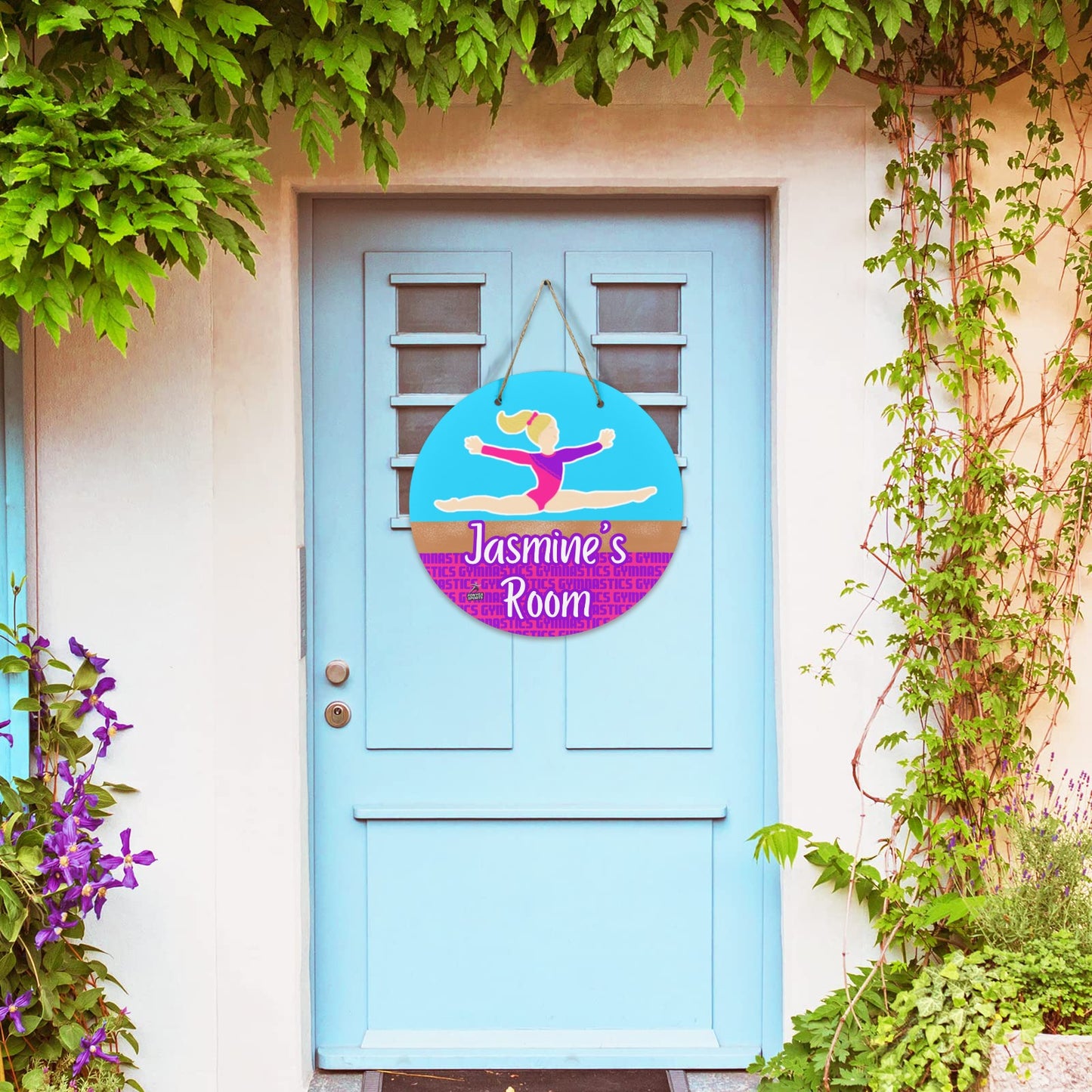 Fonyea Sports Gymnast Round Wooden Door Sign 11.8''