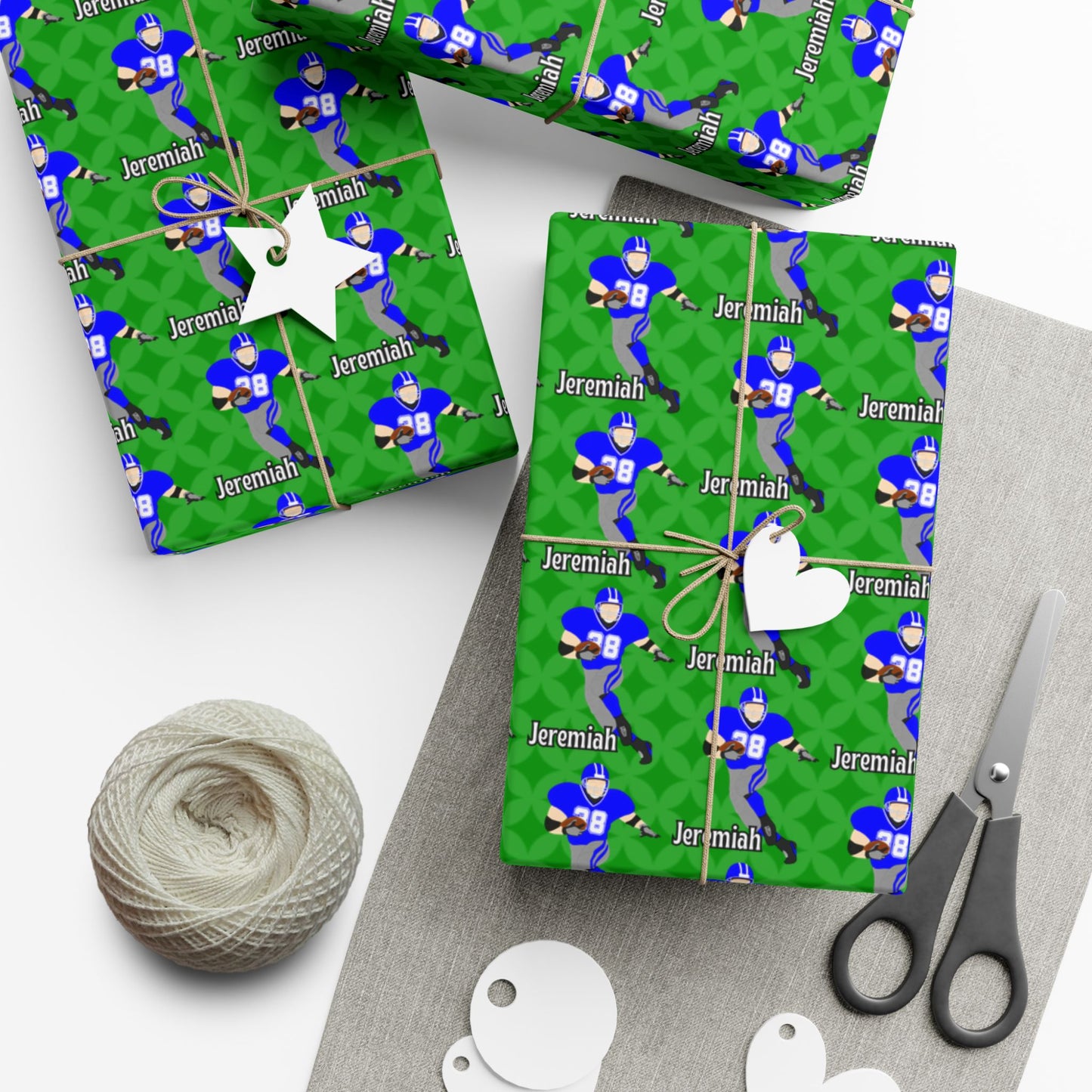 Personalized Football Green Wrapping Paper, Fonyea Sports