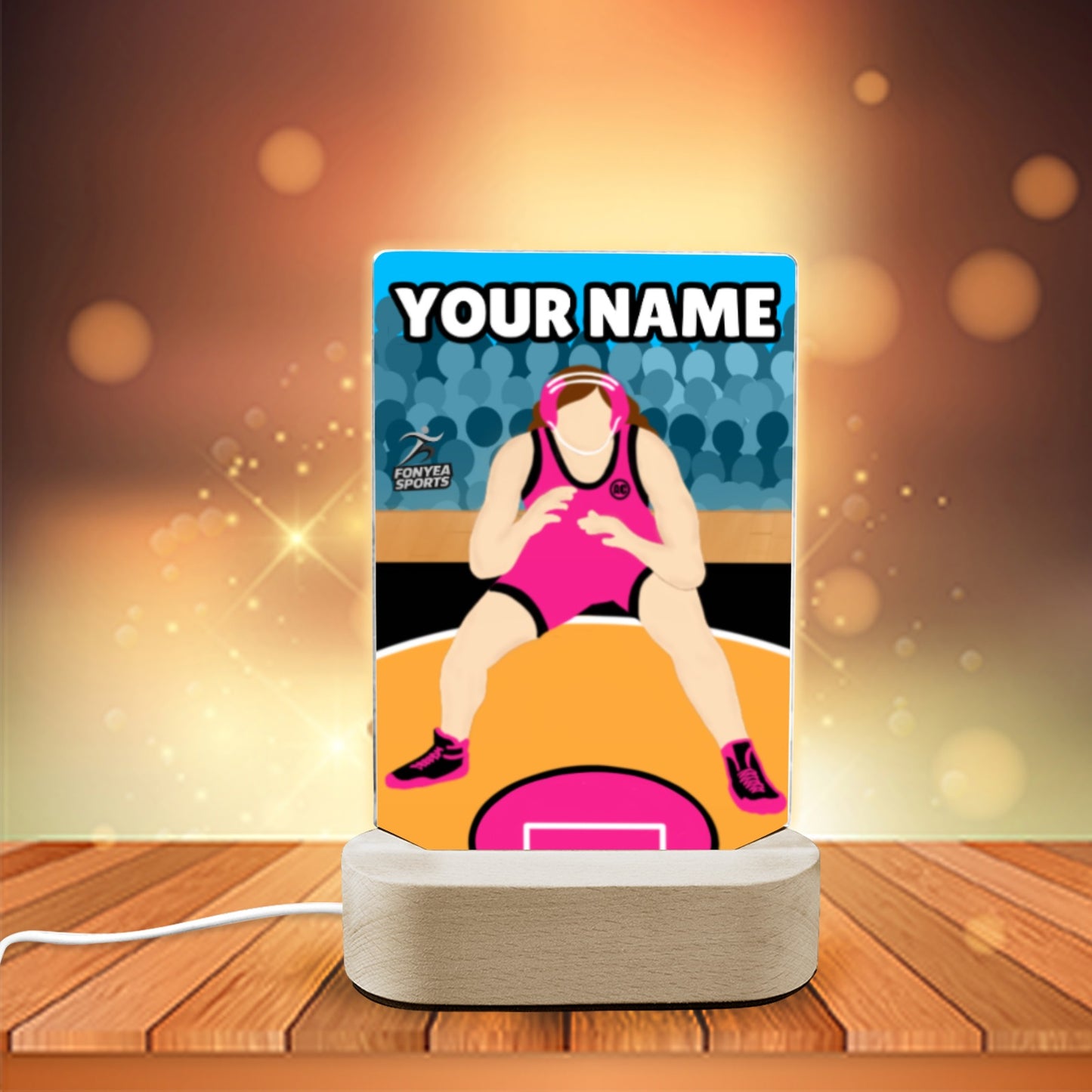 Fonyea Sports Wrestler Girl Acrylic LED Night Light