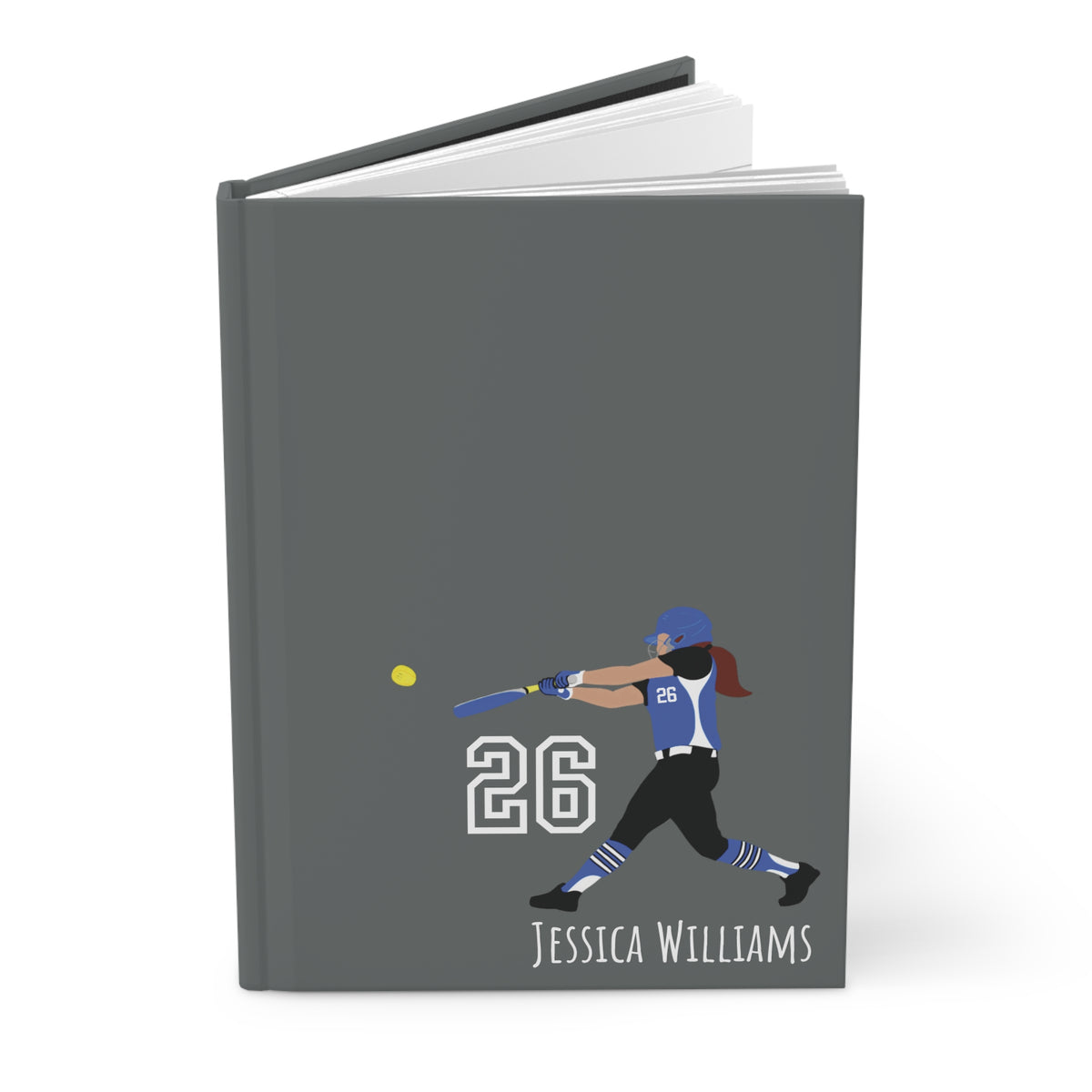Softball Girl Personalized Blank Lined Journal — Hardback Edition