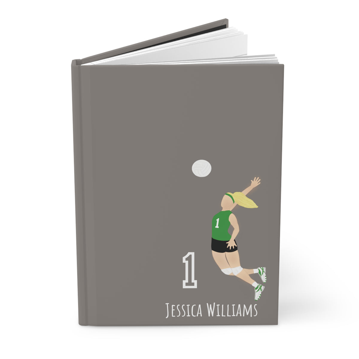 Volleyball Girl Personalized Blank Lined Journal — Hardback Edition