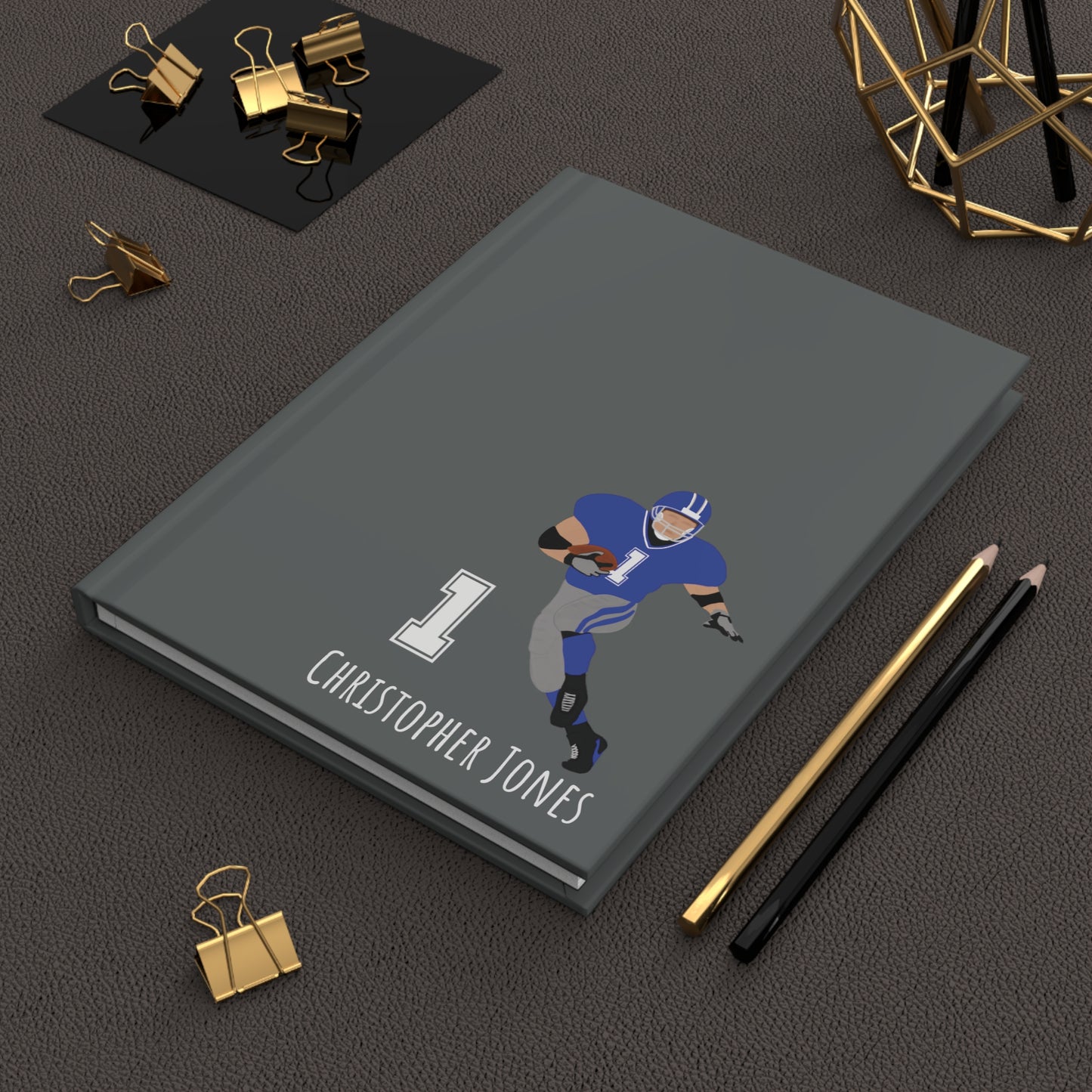 Personalized Football Boy Hardcover Journal Matte, Fonyea Sports