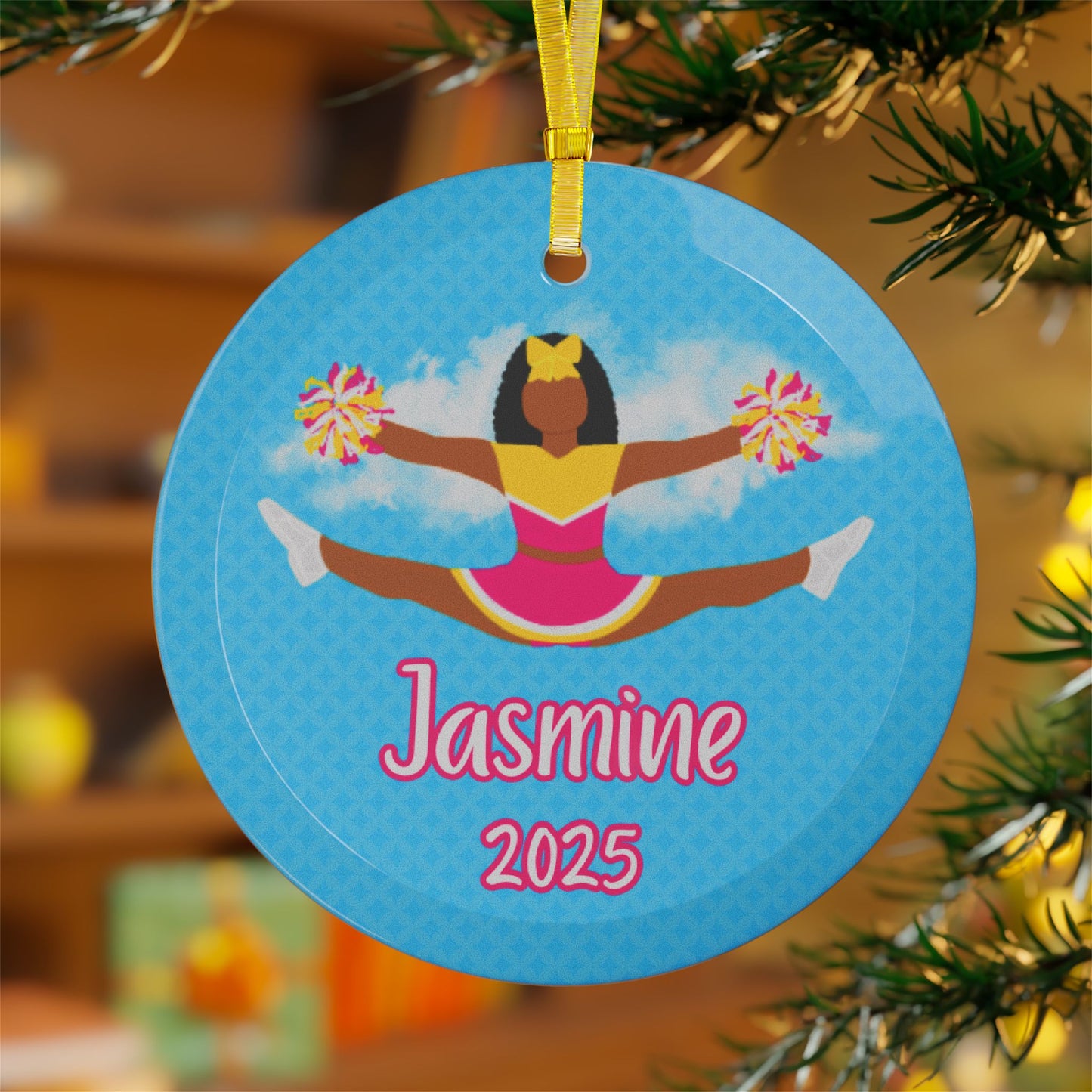Personalized Cheerleader Glass Ornament, Fonyea Sports