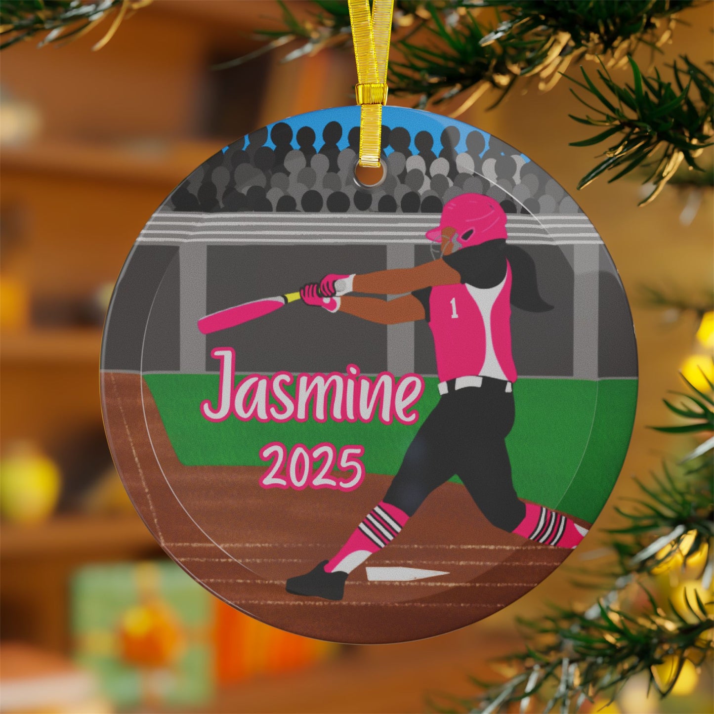Personalized Softball Girl, Fast Pitch, Glass Ornament, Fonyea Sports