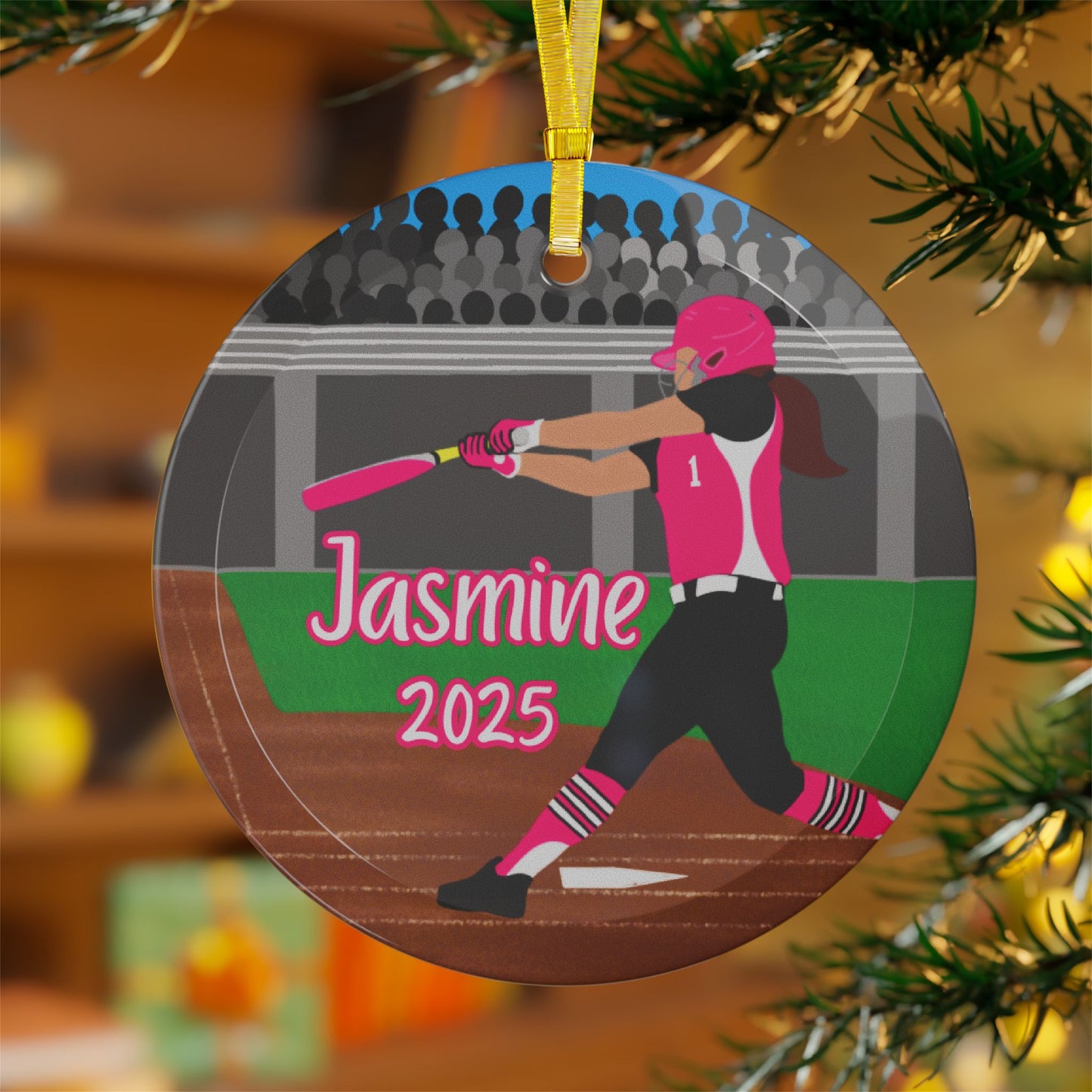 Personalized Softball Girl, Fast Pitch, Glass Ornament, Fonyea Sports