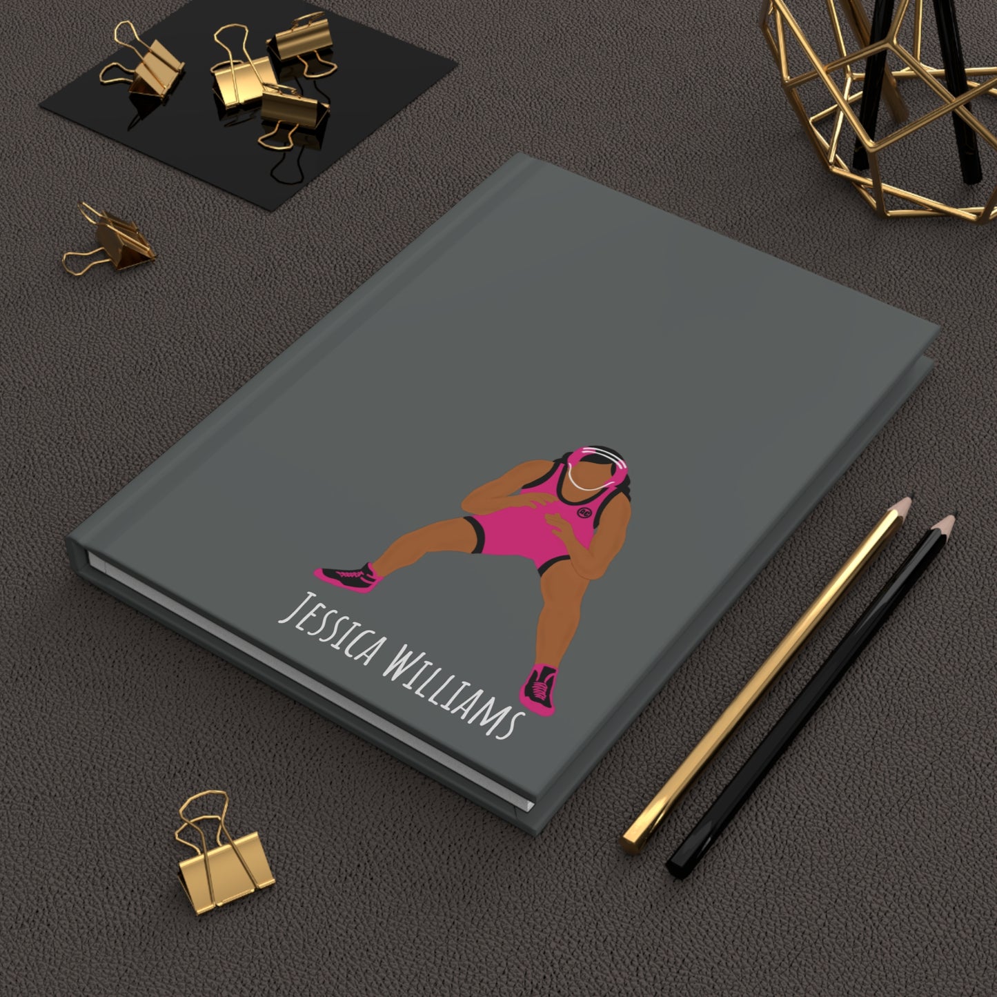 Personalized Wrestler Girl Hardcover Journal Matte, Fonyea Sports
