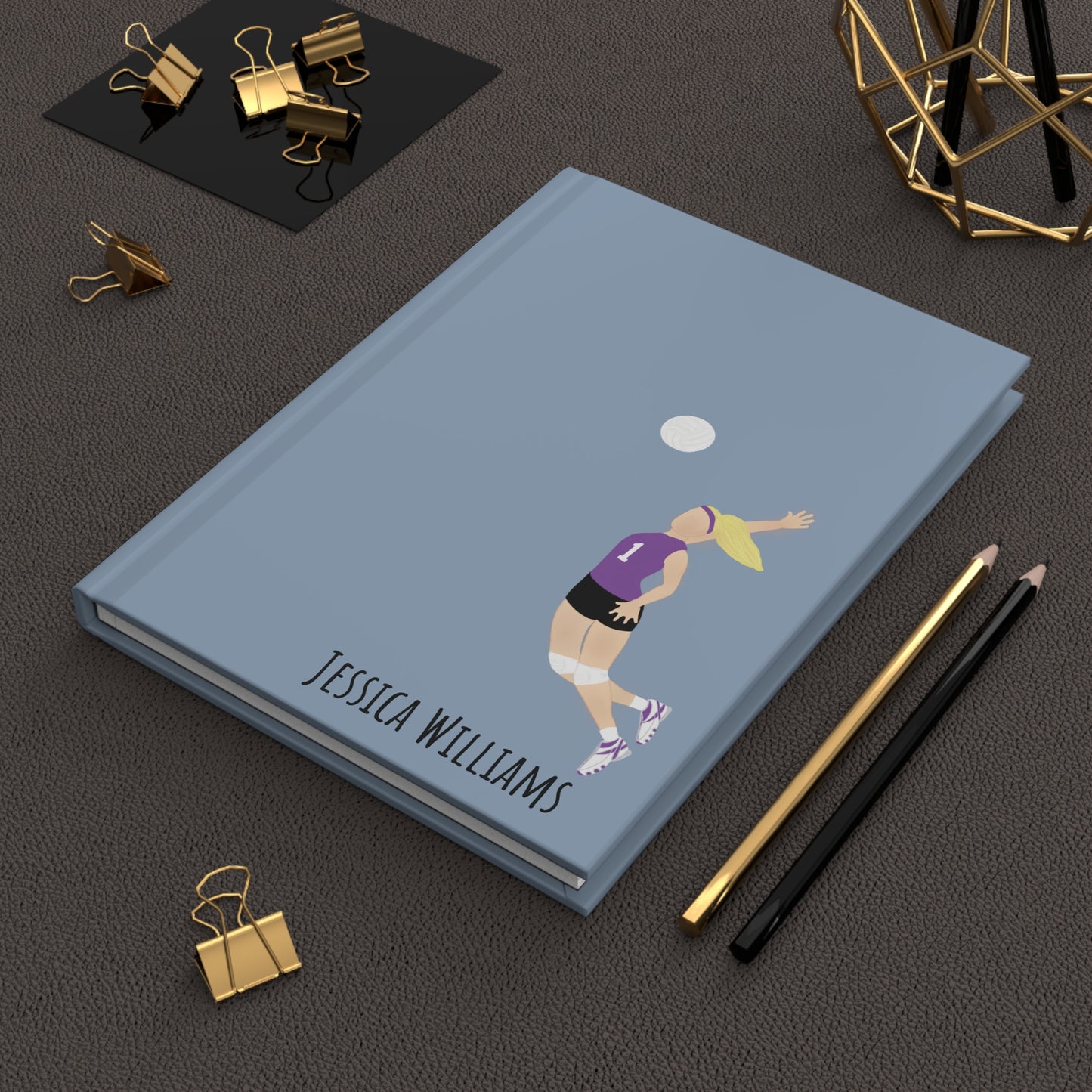 Personalized Volleyball Girl Hardcover Journal, Fonyea Sports