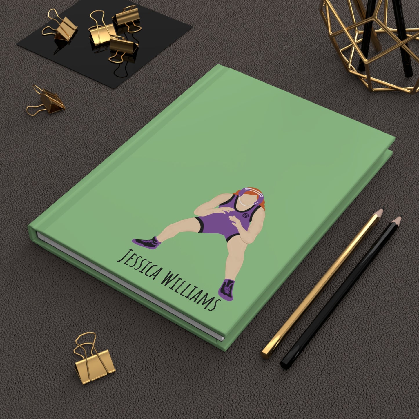 Personalized Wrestler Girl Hardcover Journal Matte, Fonyea Sports