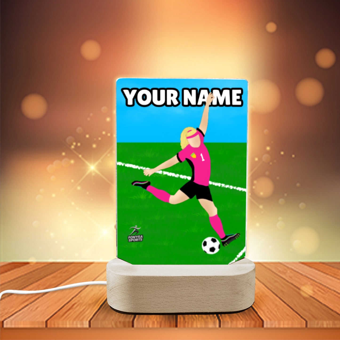 Fonyea Sports Soccer Girl Acrylic LED Night Light