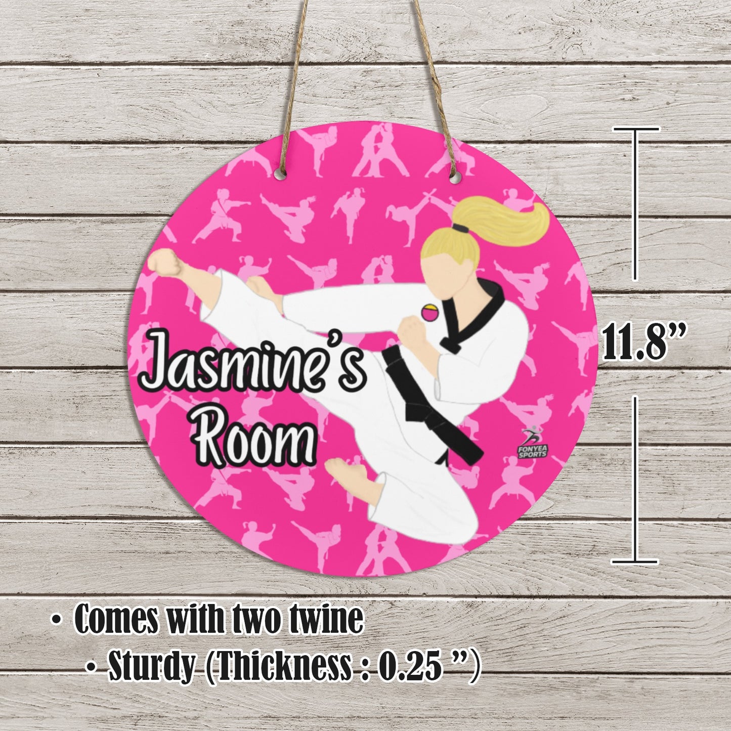 Fonyea Sports Martial Arts Round Wooden Door Sign 11.8''