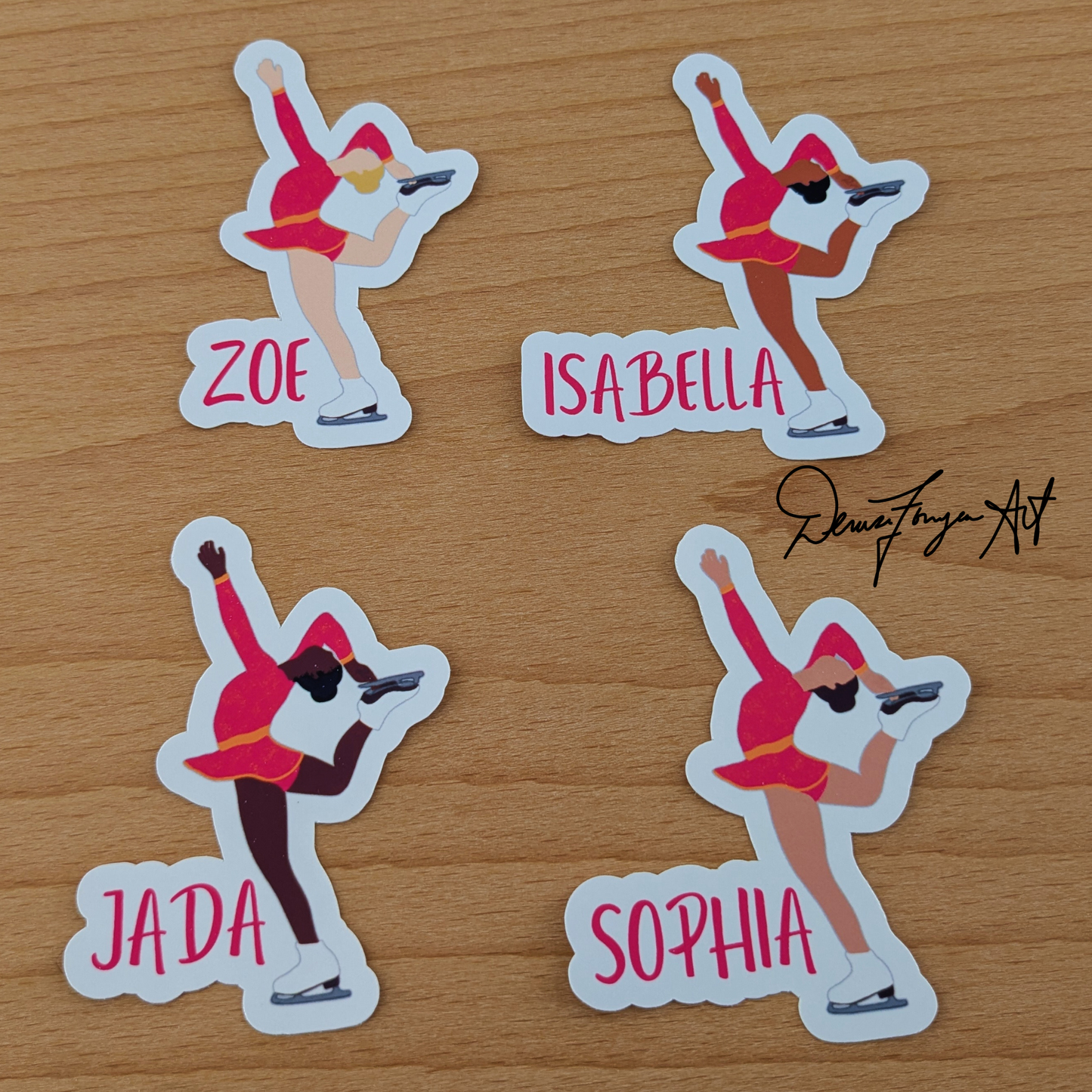 Fonyea Sports Figure Skater Vinyl Water Bottle Laptop Decal Sticker (PICK SKIN TONE)