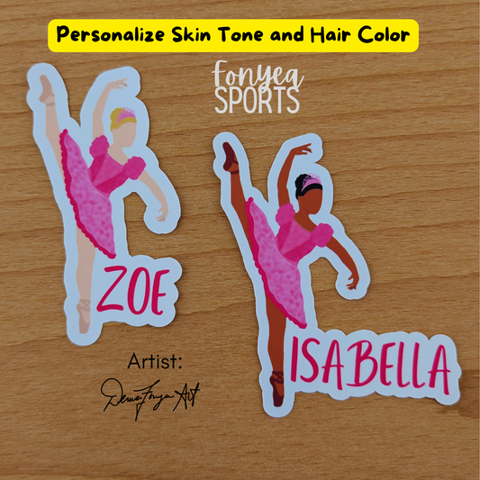 Fonyea Sports Ballerina Vinyl Water Bottle Laptop Decal Sticker (PICK SKIN TONE)