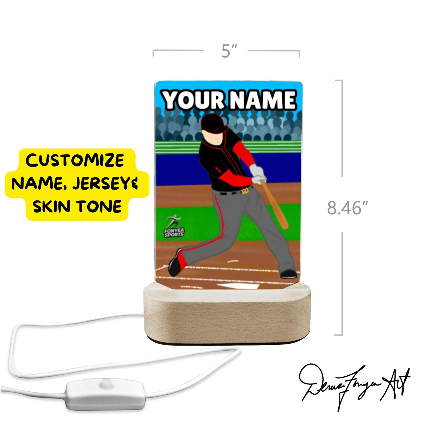 Fonyea Sports Baseball Acrylic LED Night Light