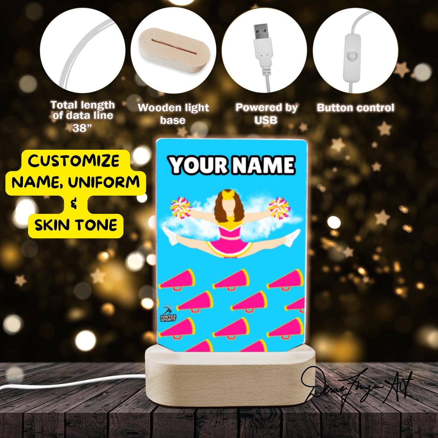 Fonyea Sports Cheerleader Acrylic LED Night Light